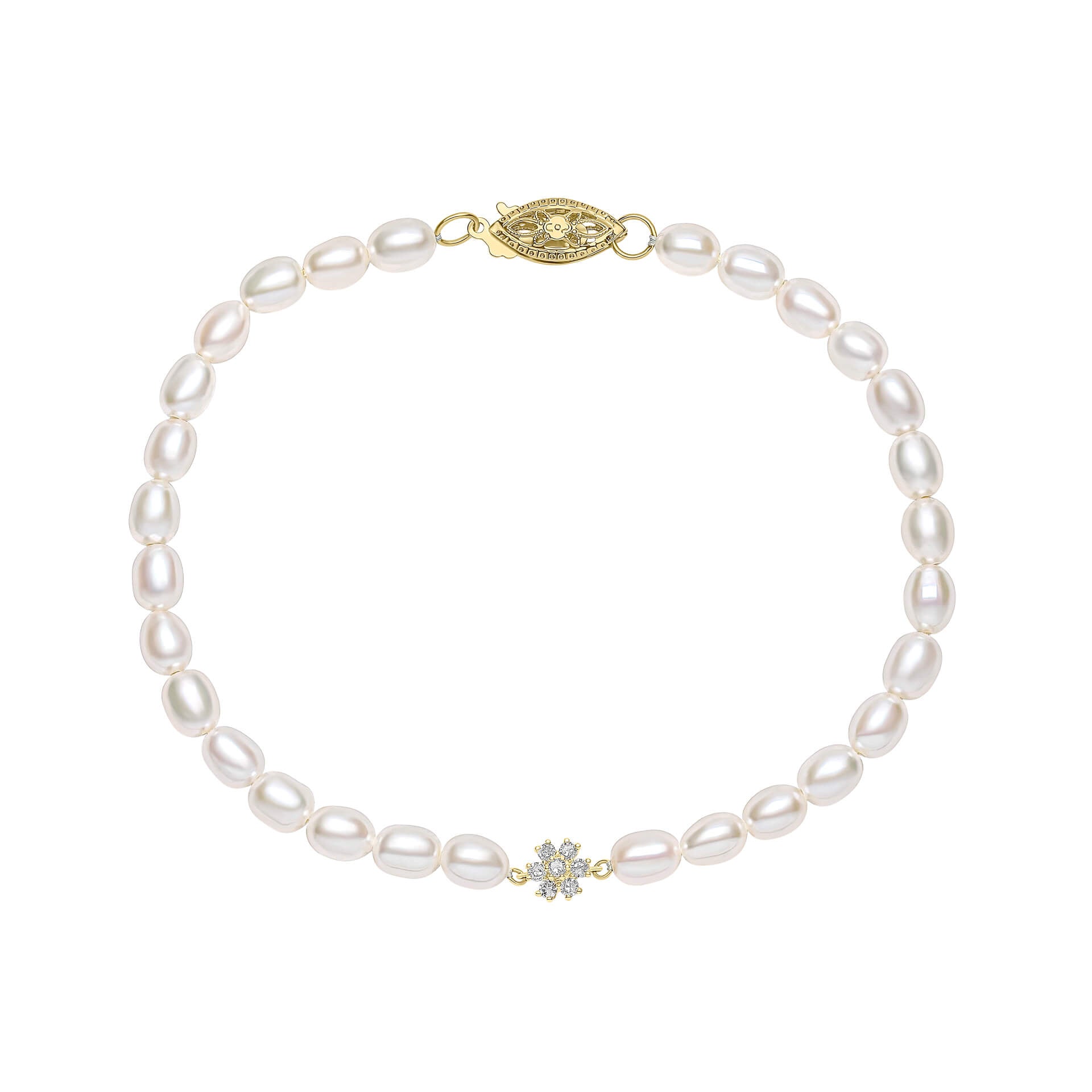 Seed Pearl and Flower Bracelet