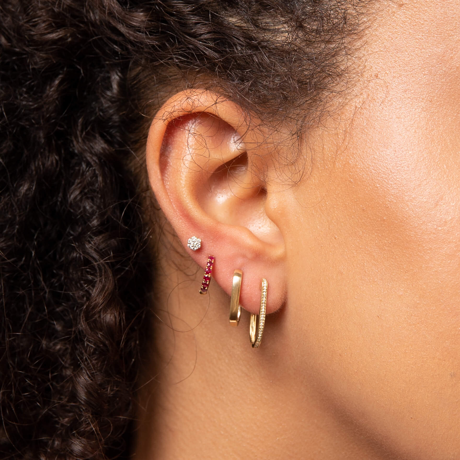 Precious Stone Hoop Earrings