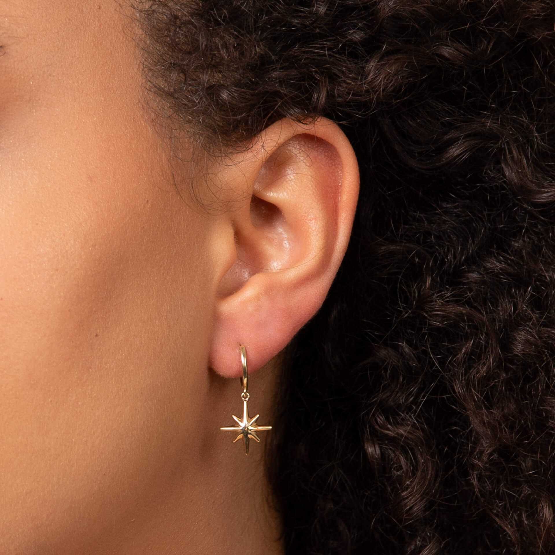 Starburst Charm Hoop Earrings
