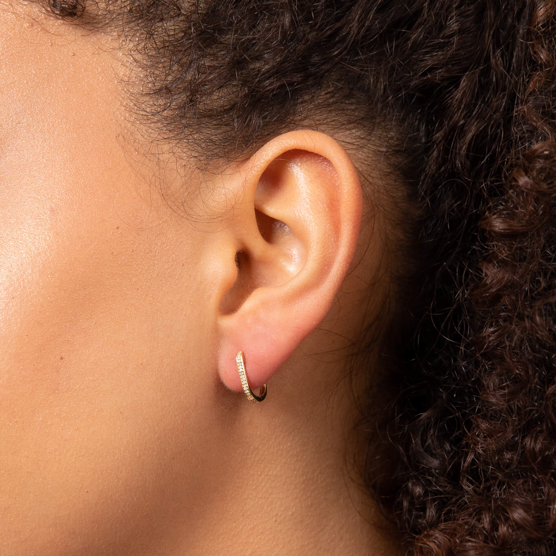 U Shape Pave Diamond Hoop Earrings