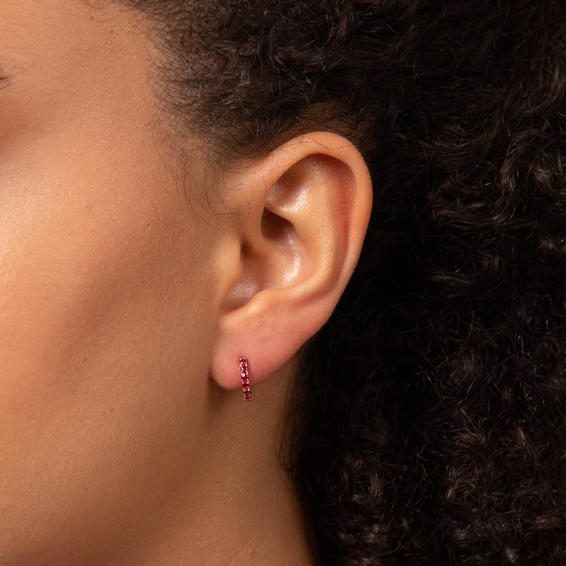 Precious Stone Hoop Earrings