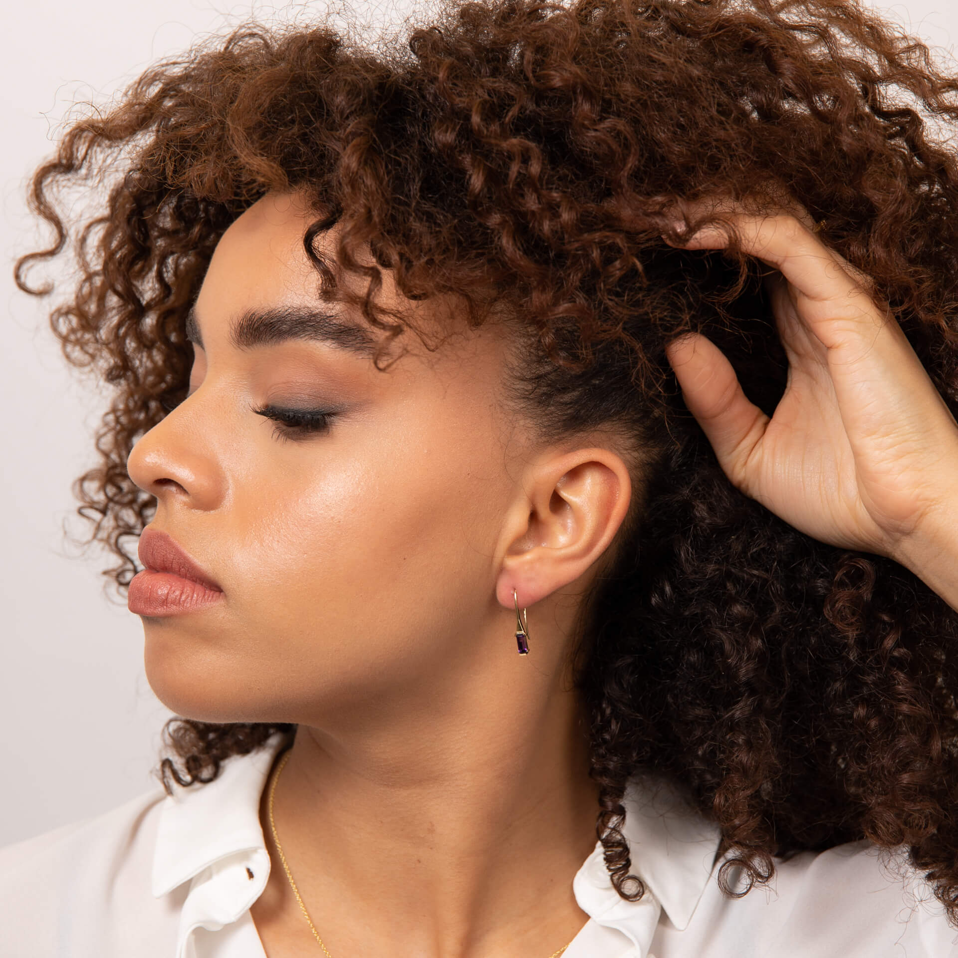 Elongated Semi-Precious Hook Earrings