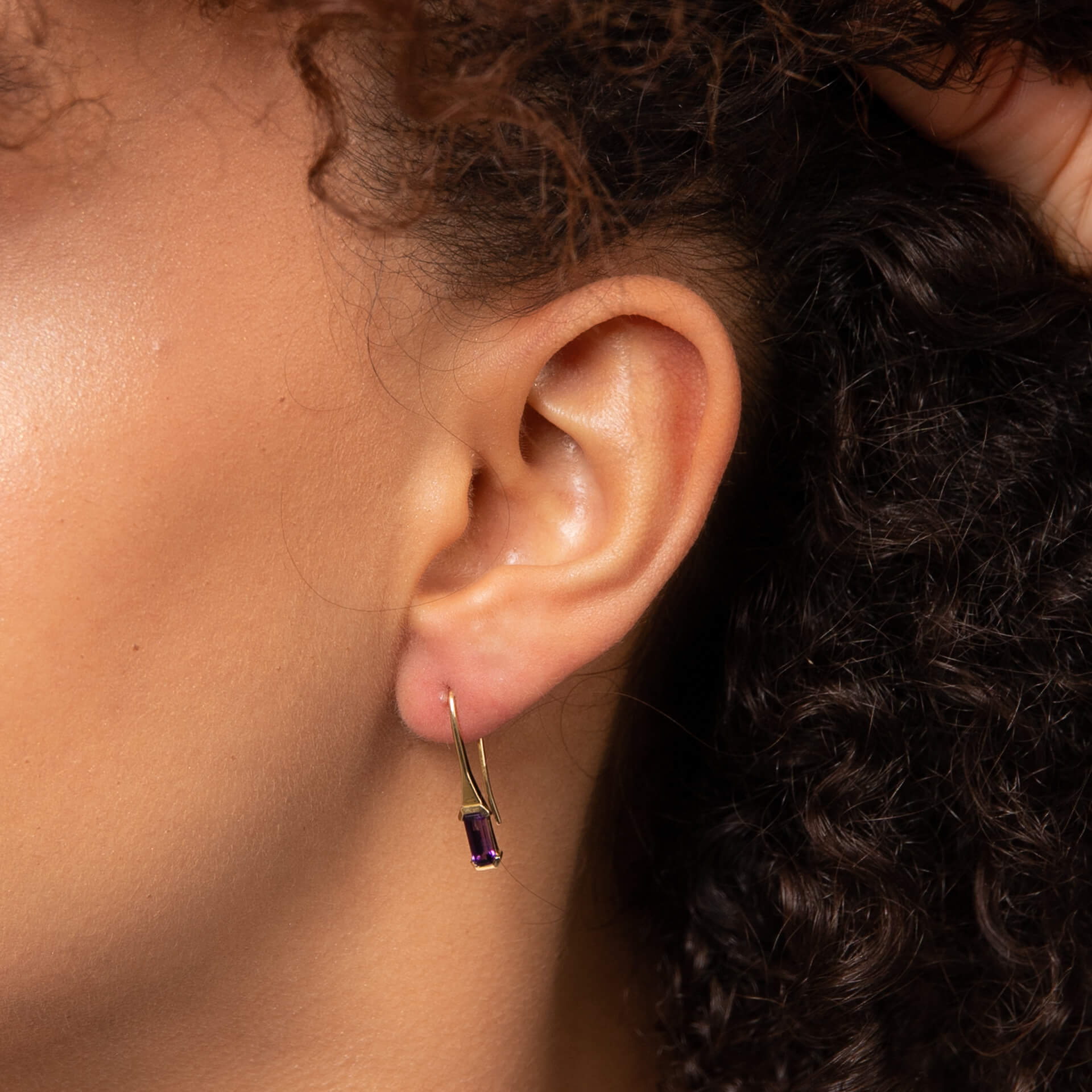 Elongated Semi-Precious Hook Earrings
