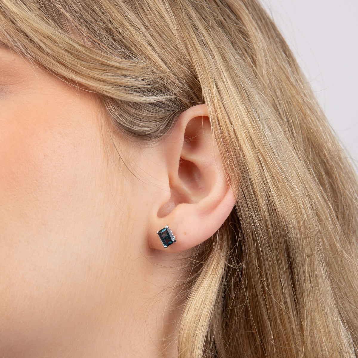 Rectangle London Blue Topaz Earrings