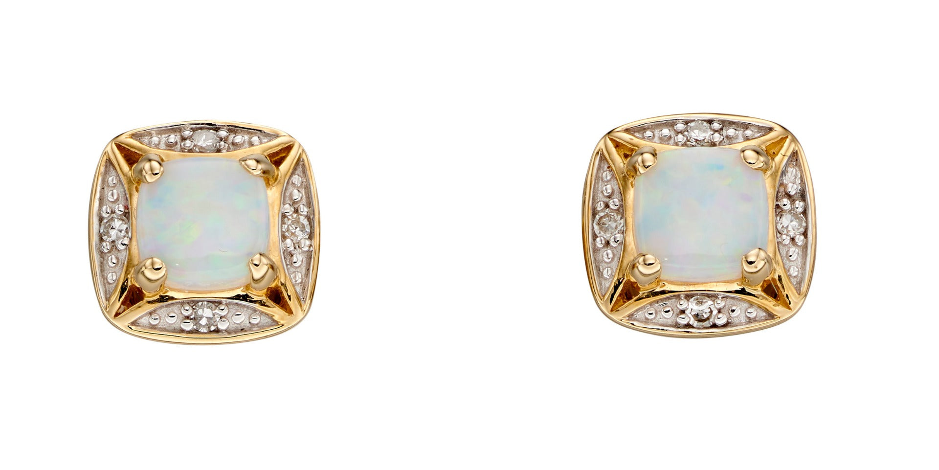 Semi-Precious Earrings with Diamond Surround
