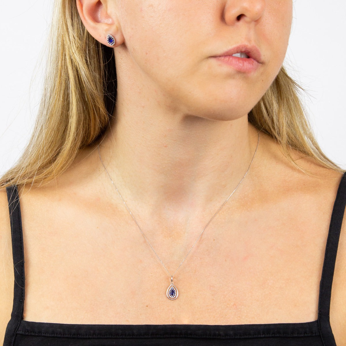 Cut Out Teardrop Pendant with Precious Stone