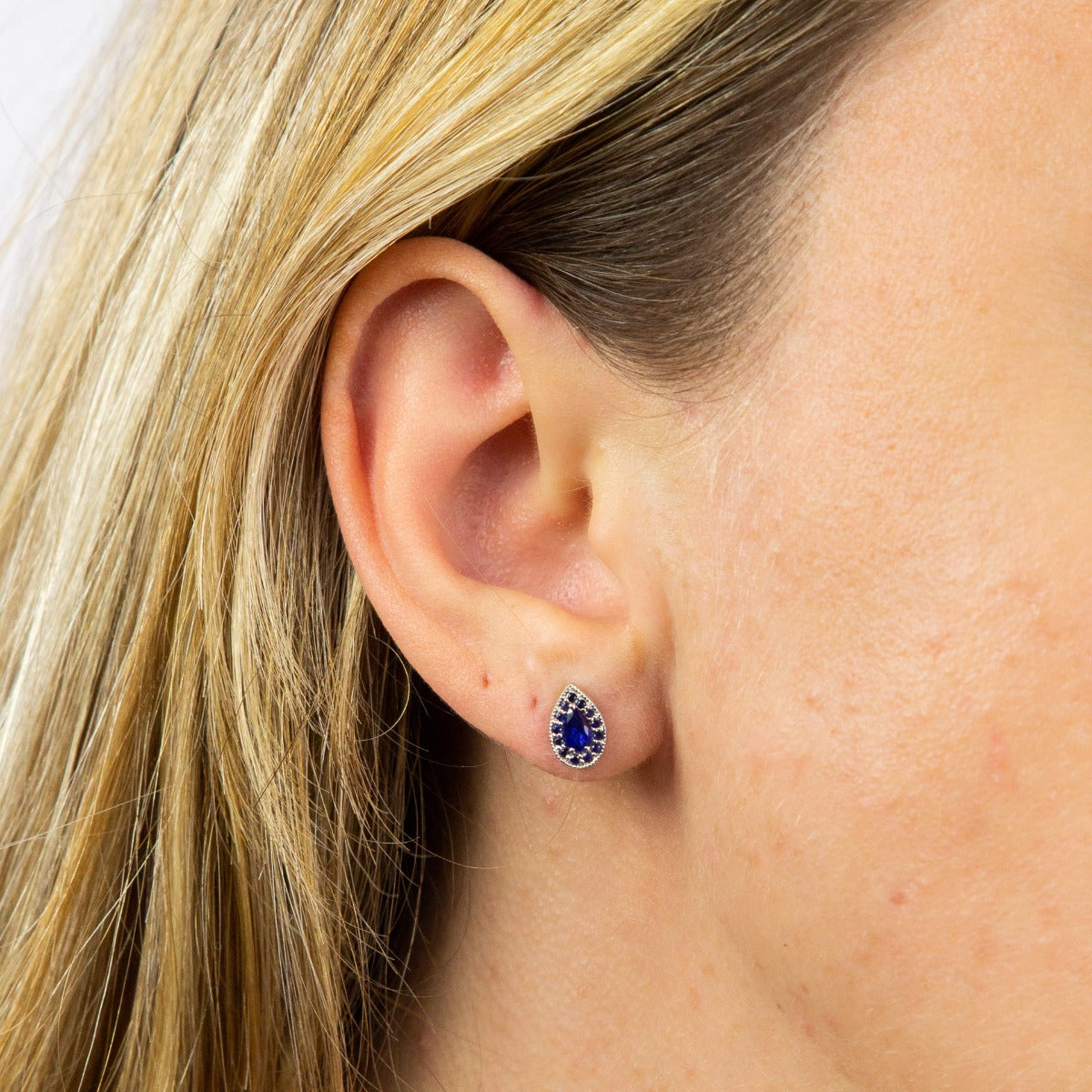 Teardrop Earrings with Precious Stone