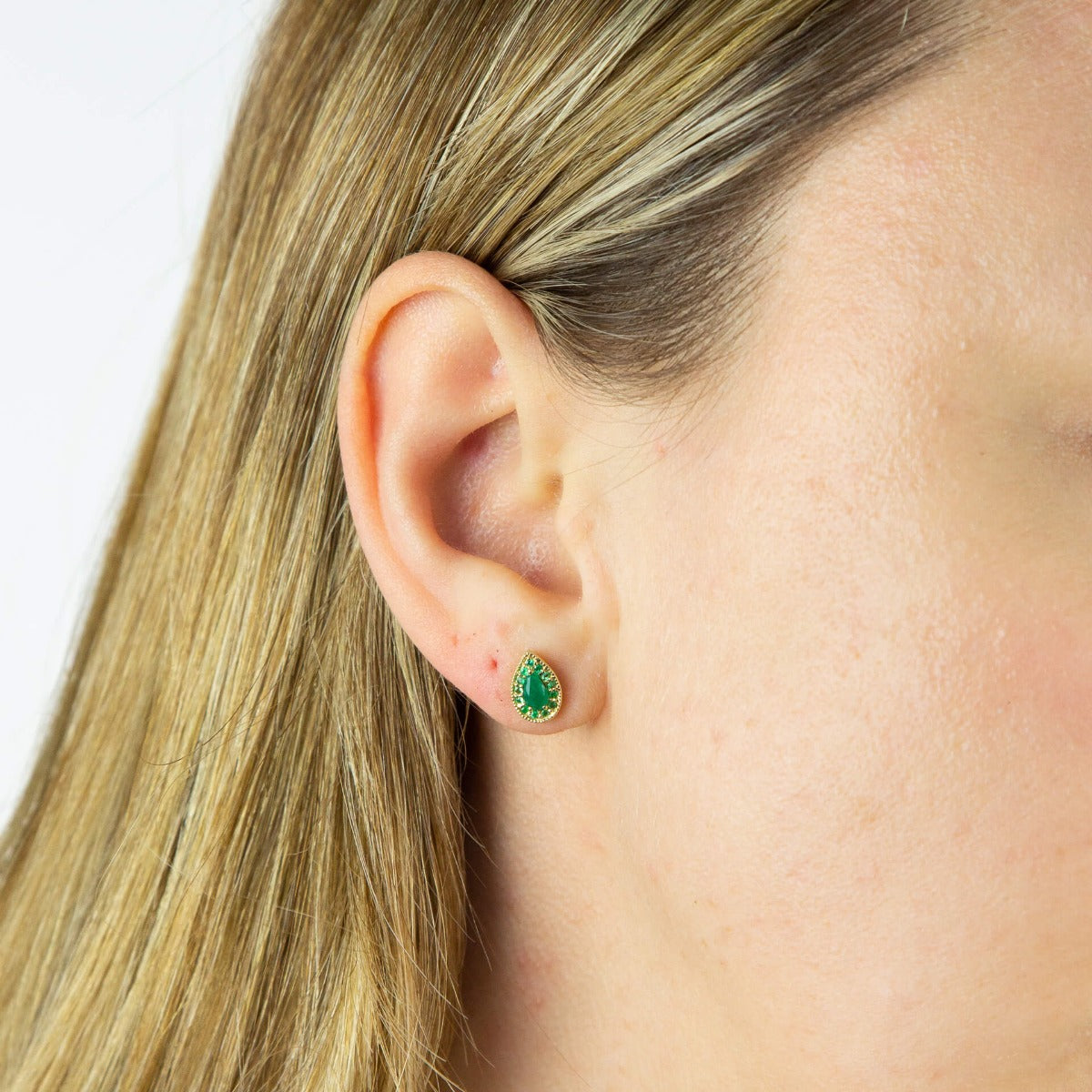 Teardrop Earrings with Precious Stone