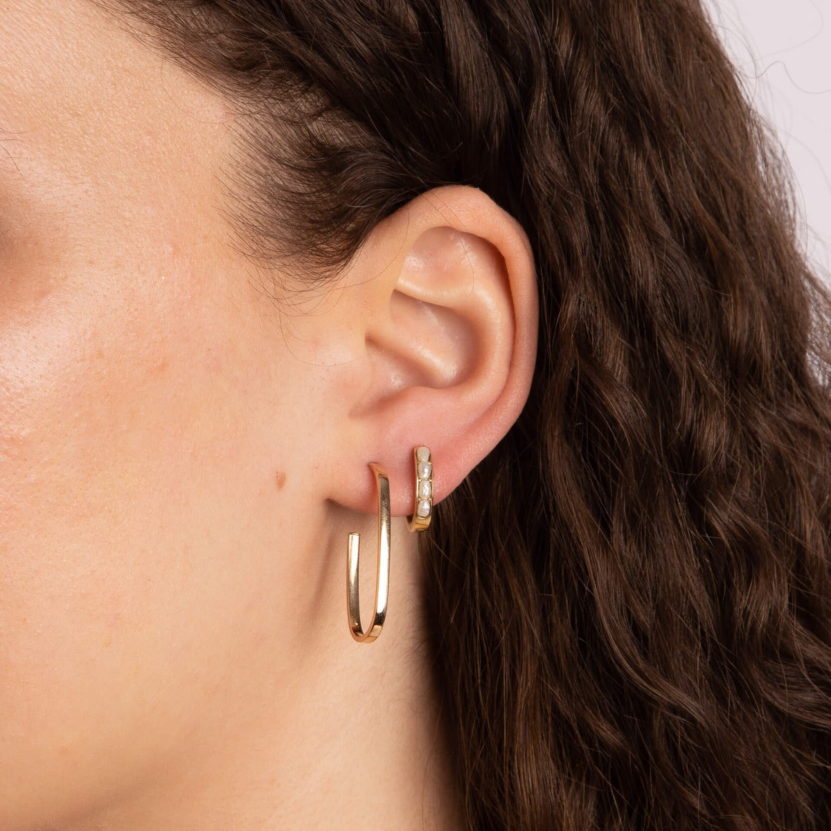 Open Oval 3/4 Hoop Earrings