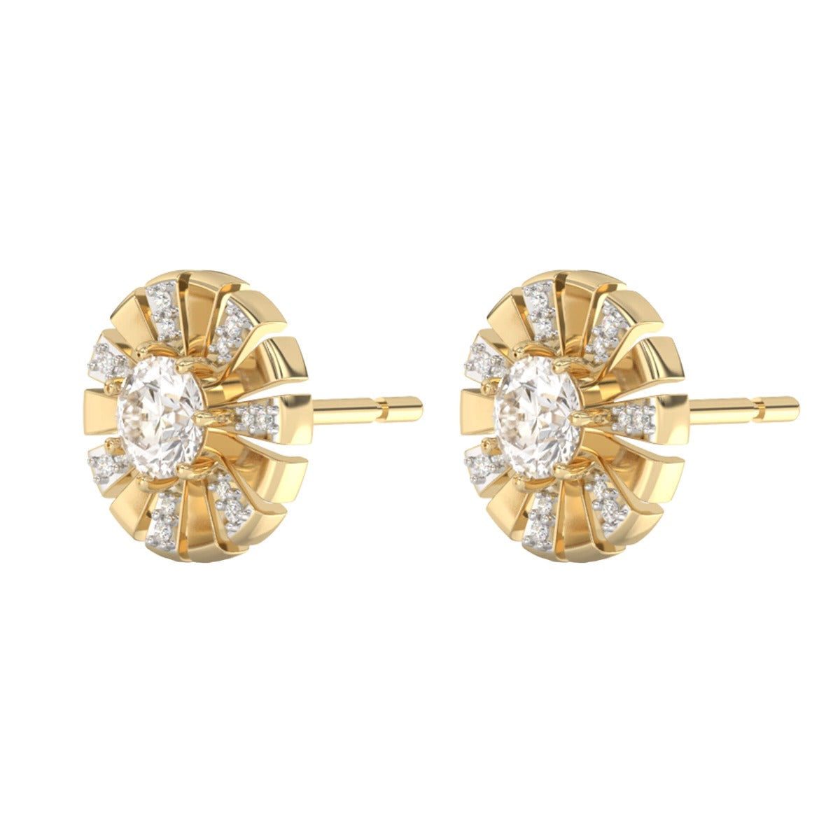 Sunray Earrings with White Topaz and Diamond
