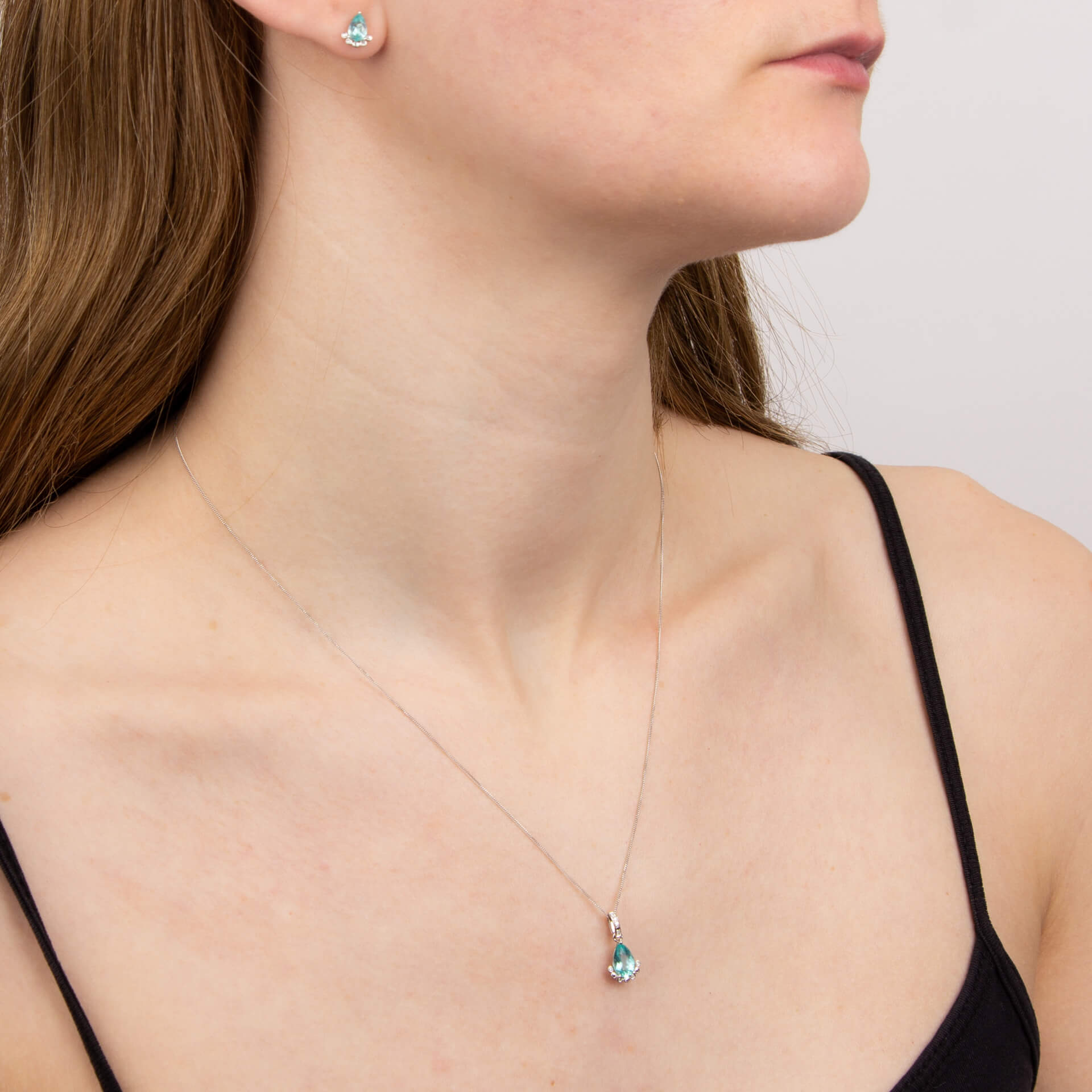 Teardrop Apatite Pendant with Diamond