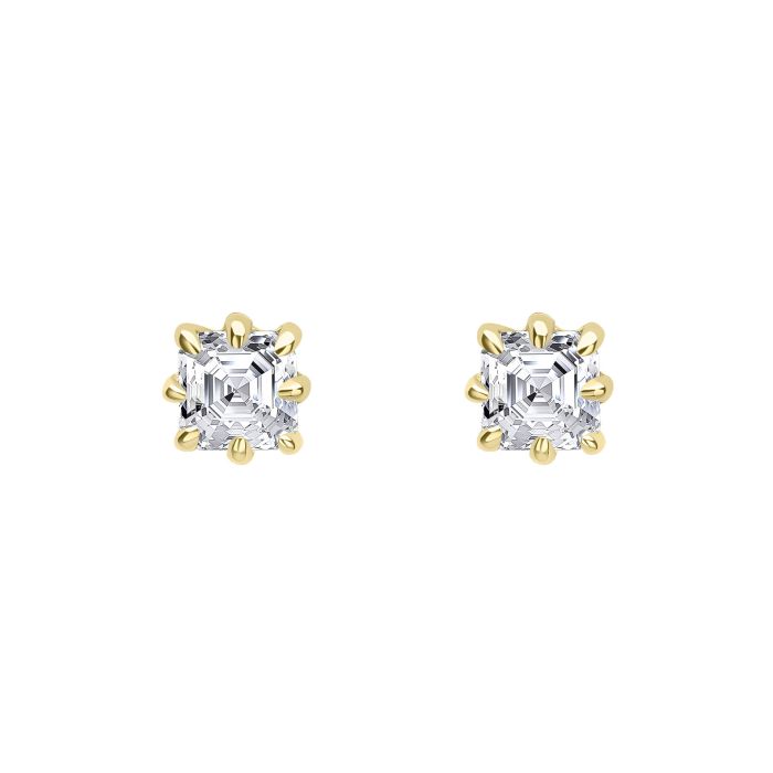 Asscher Cut Solitaire Stud Earrings