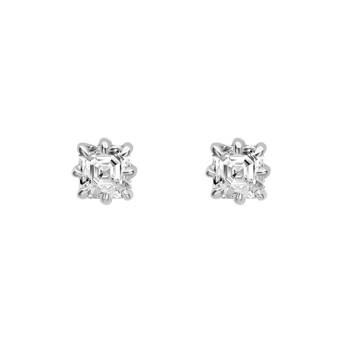 Asscher Cut Solitaire Stud Earrings