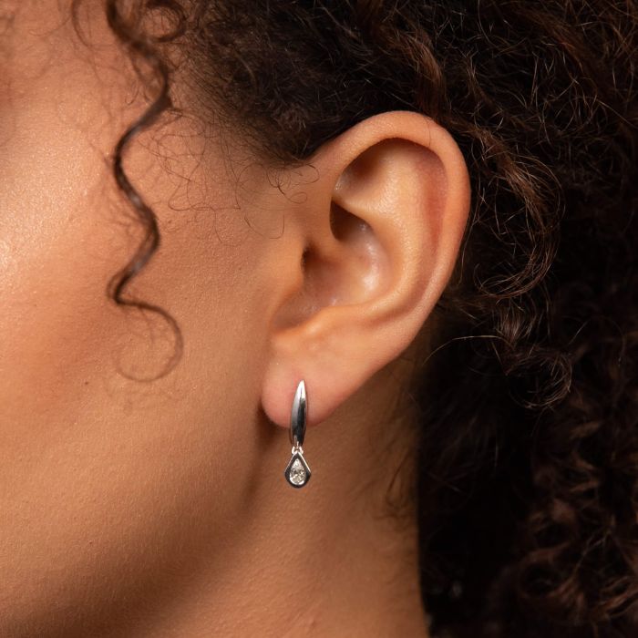 Pear Cut Knife Edge Hoop Earrings