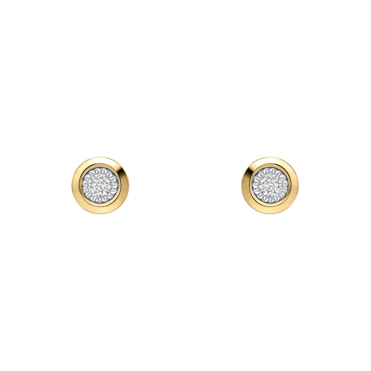 Rounded Bezel Diamond Stud Earrings