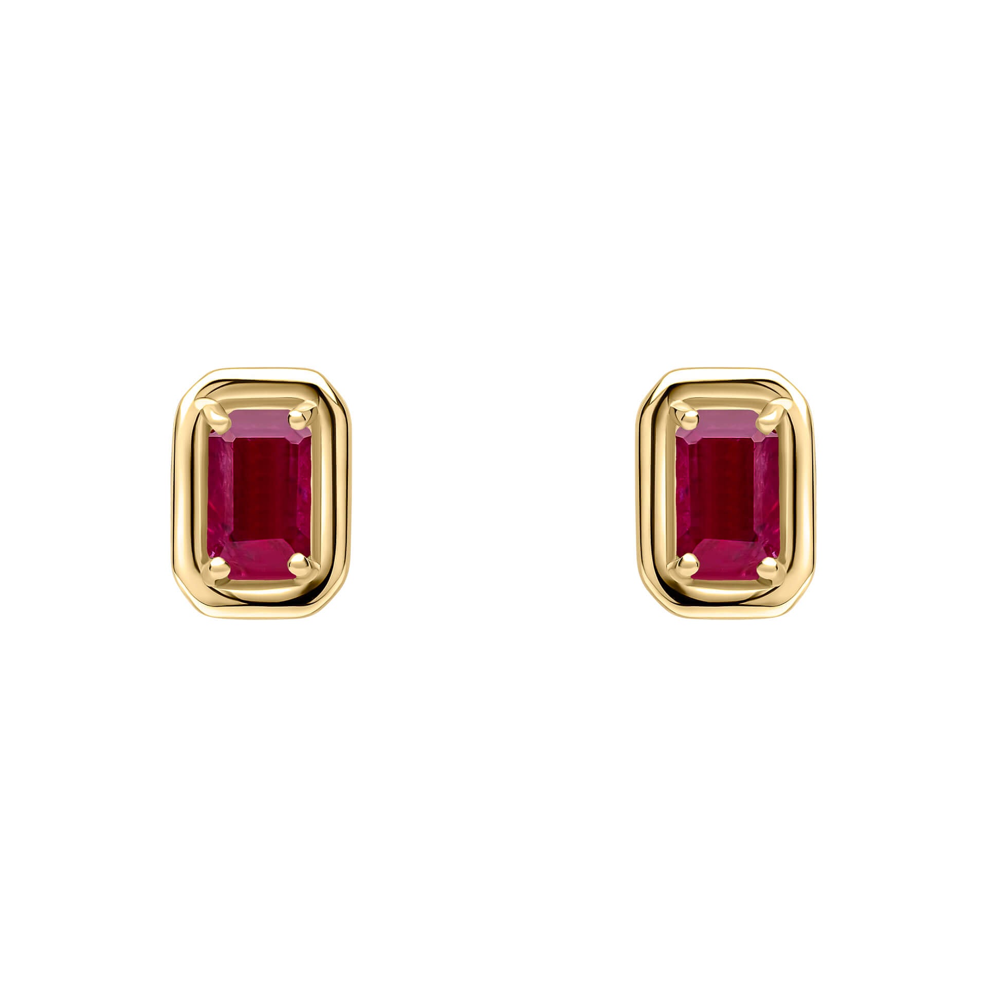 Chunky Border Precious Stone Stud Earrings