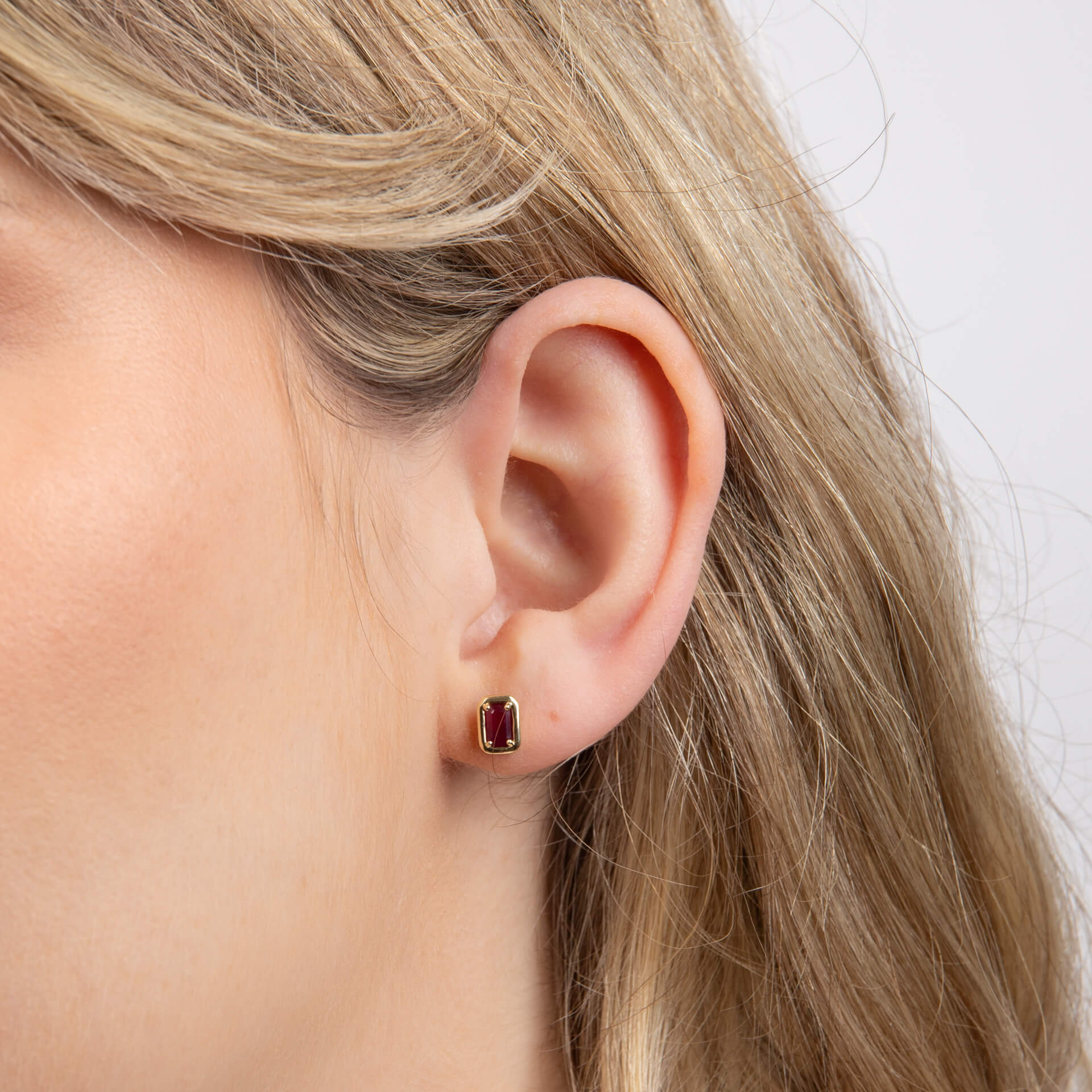 Chunky Border Precious Stone Stud Earrings