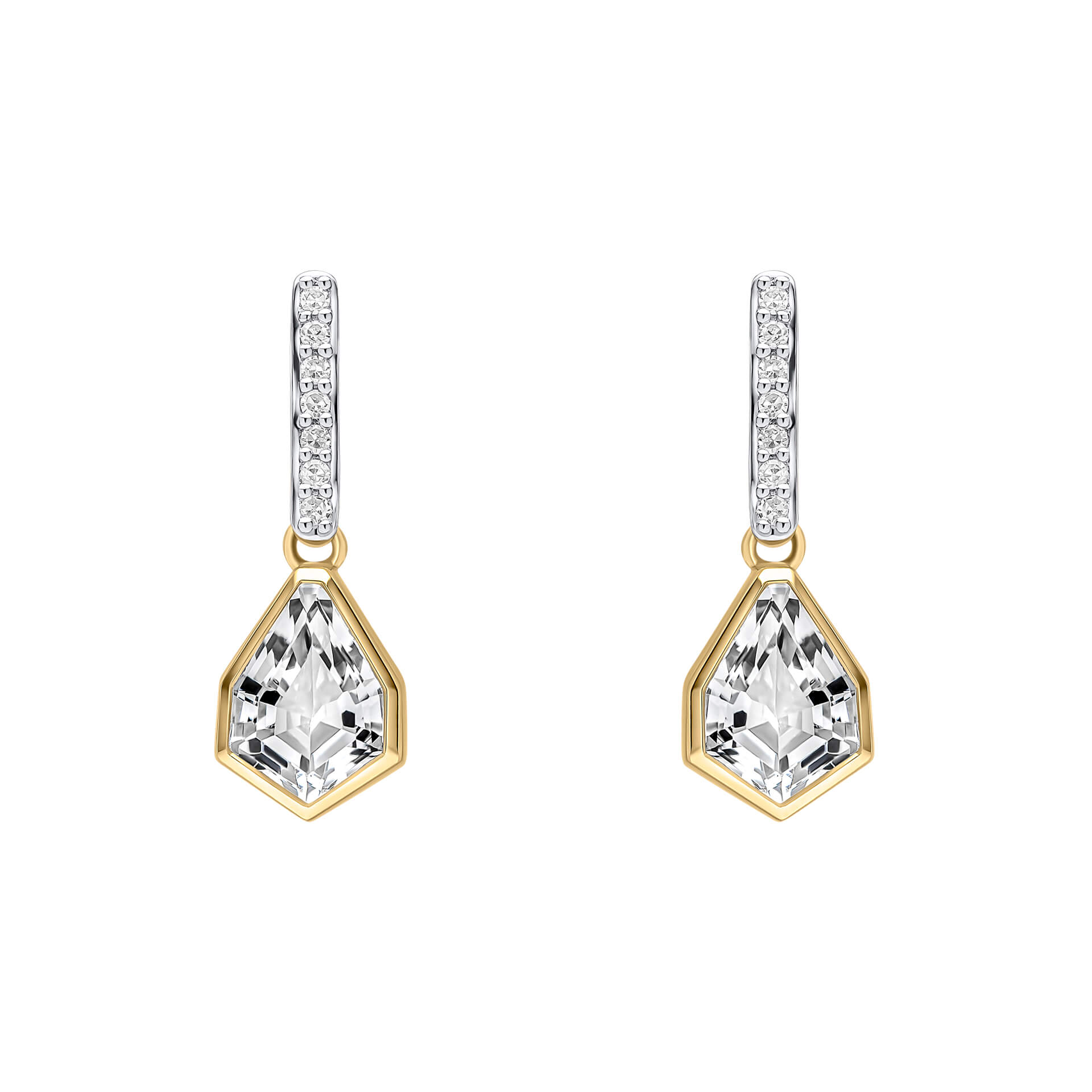Shield Cut Topaz Drop Earrings