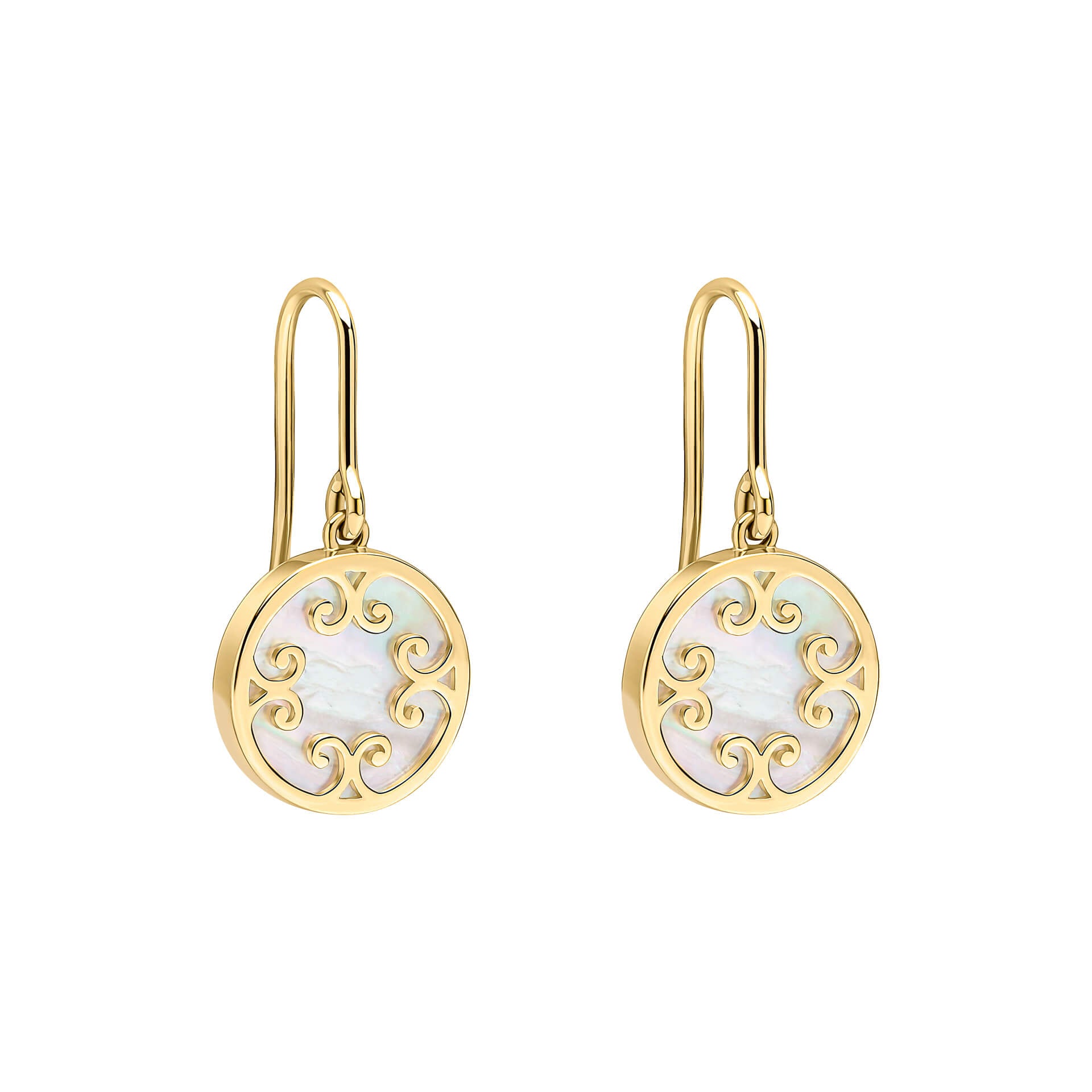 Mother Of Pearl Inlay Swirl Earrings