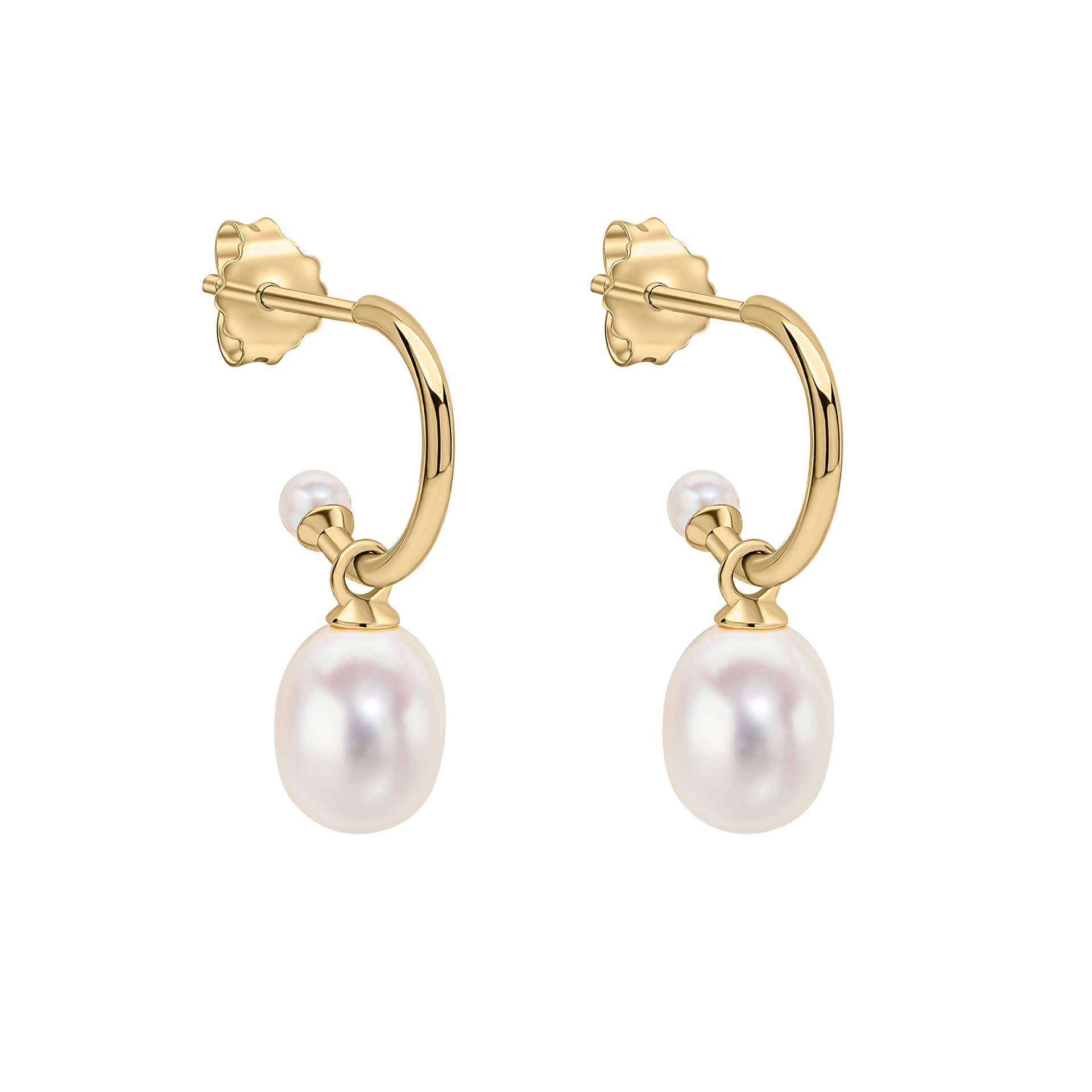 Pearl Detail Half Hoop Earrings