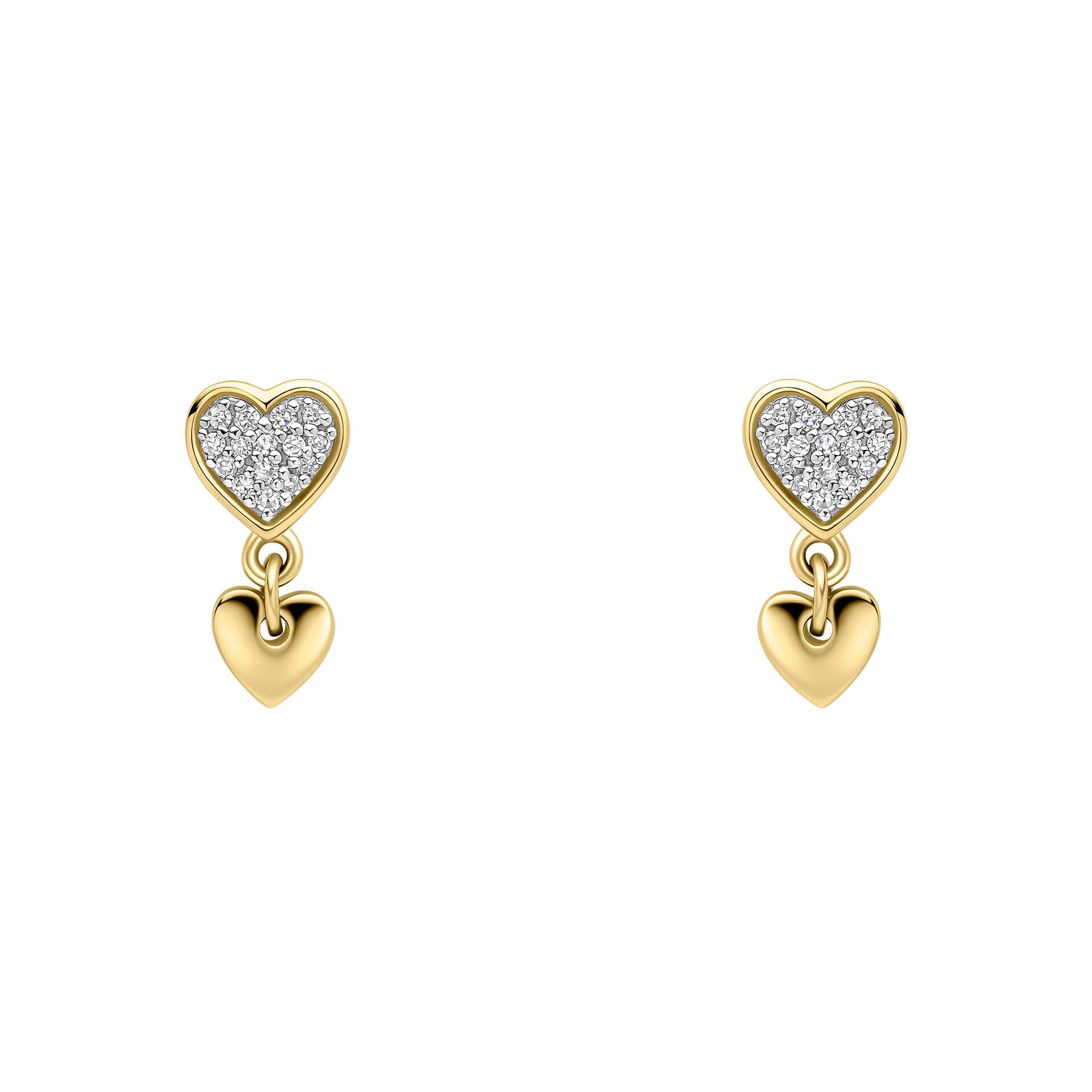 Double Heart Drop Earrings