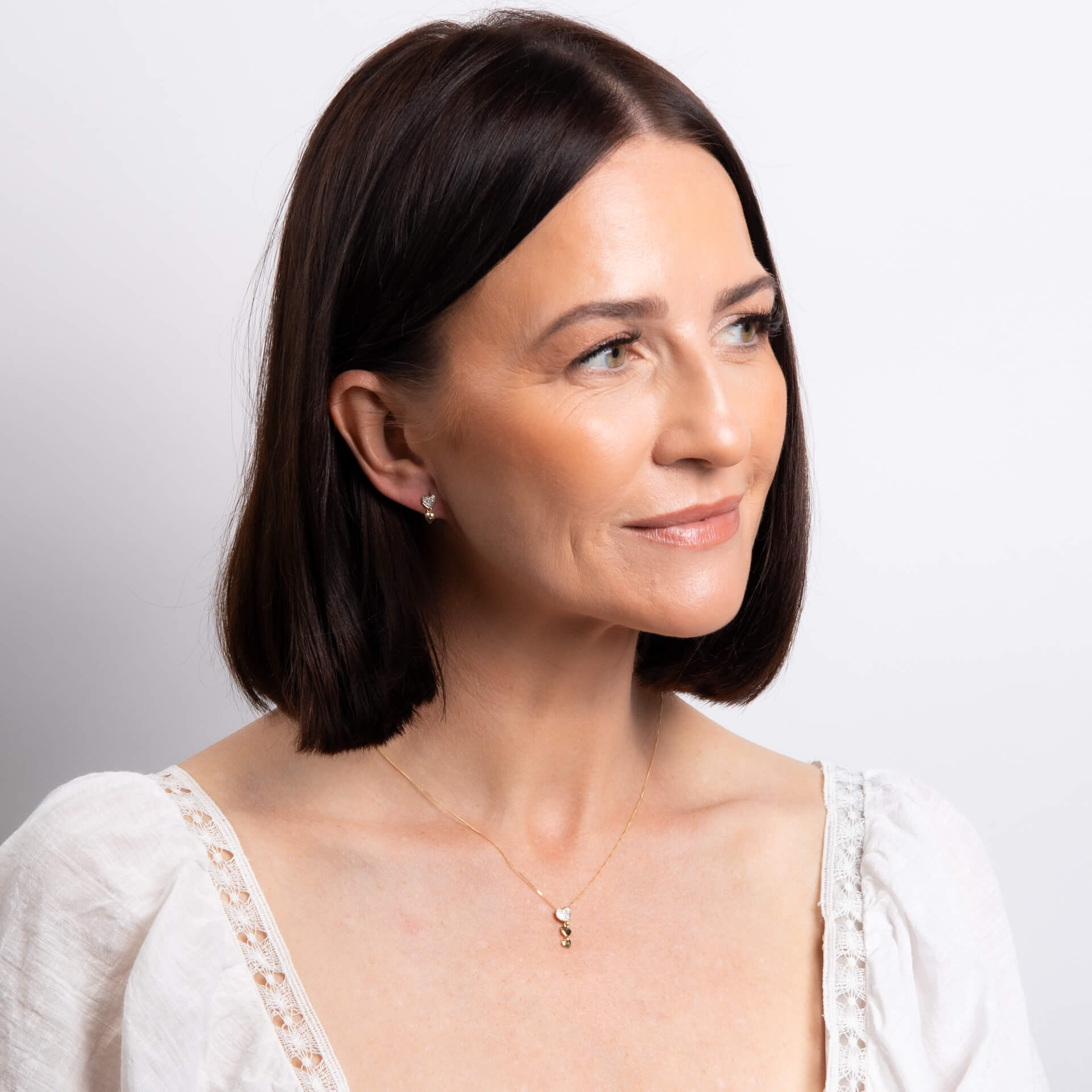 Double Heart Drop Earrings