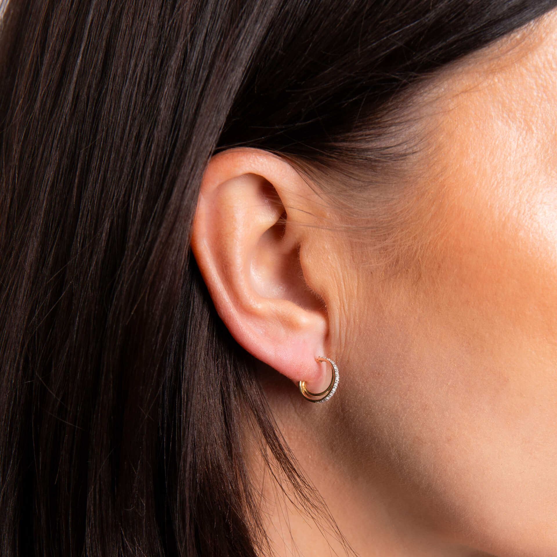 Diamond Double Hoop Earrings