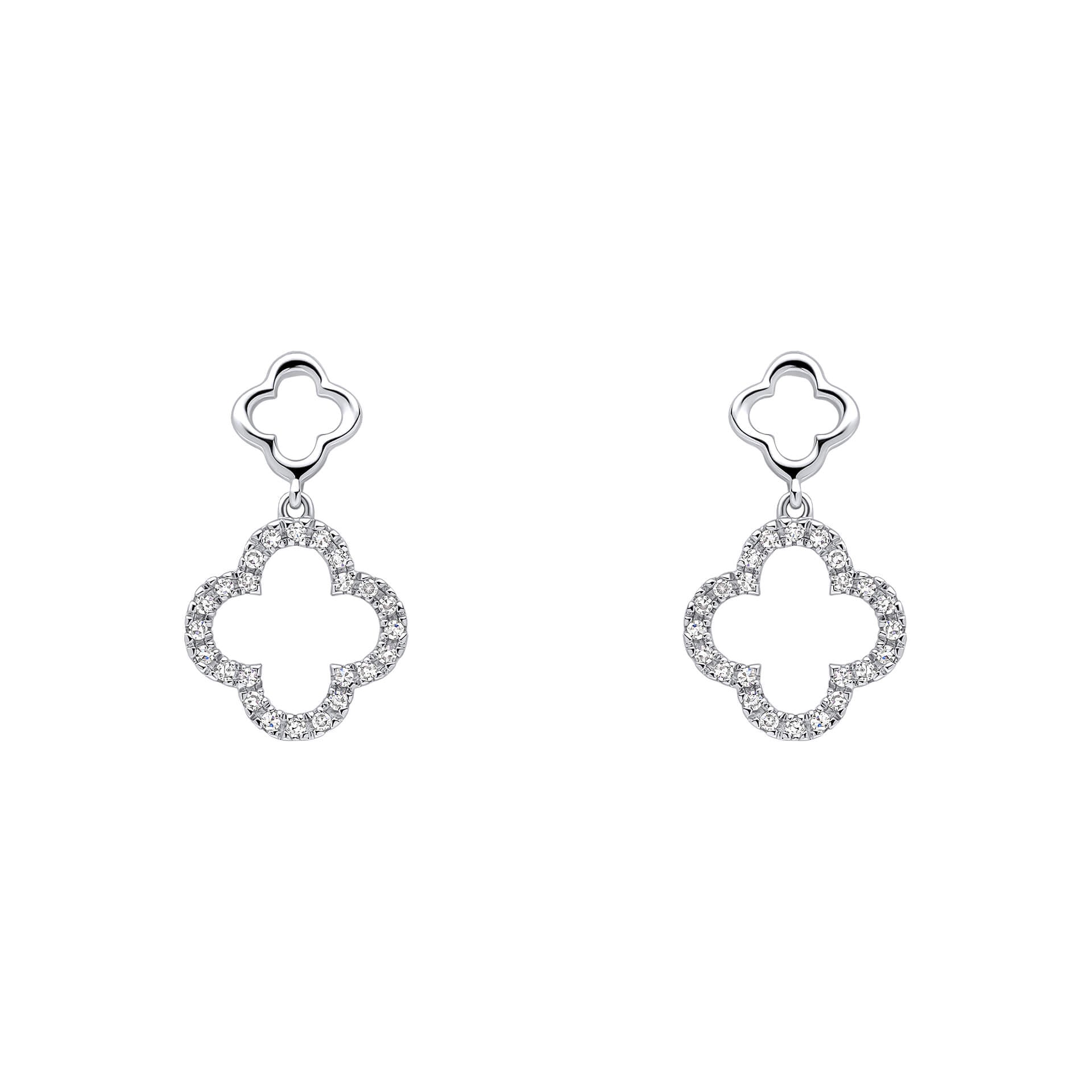 Diamond Quatrefoil Drop Earrings