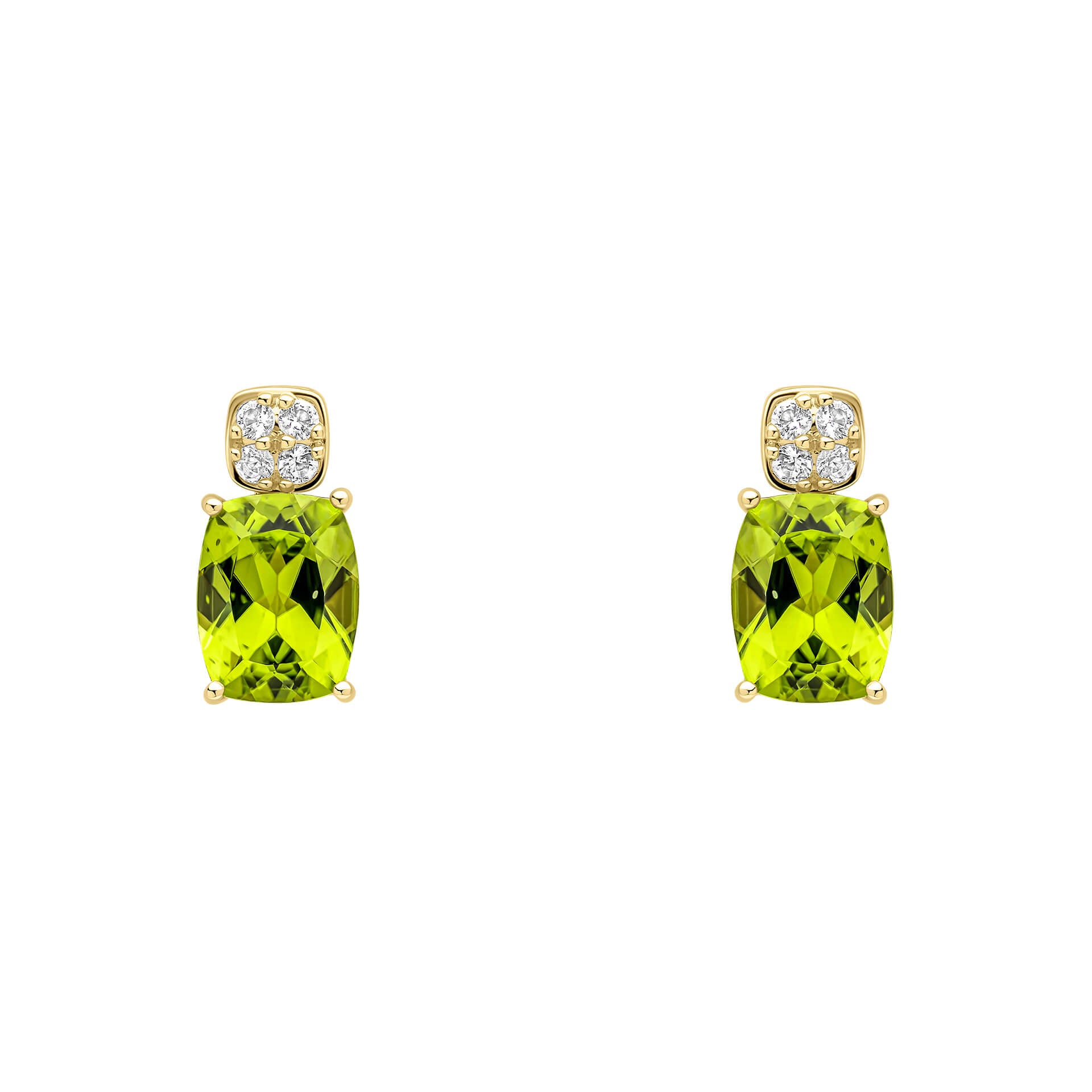 Cushion Cut and Cluster Peridot Earrings