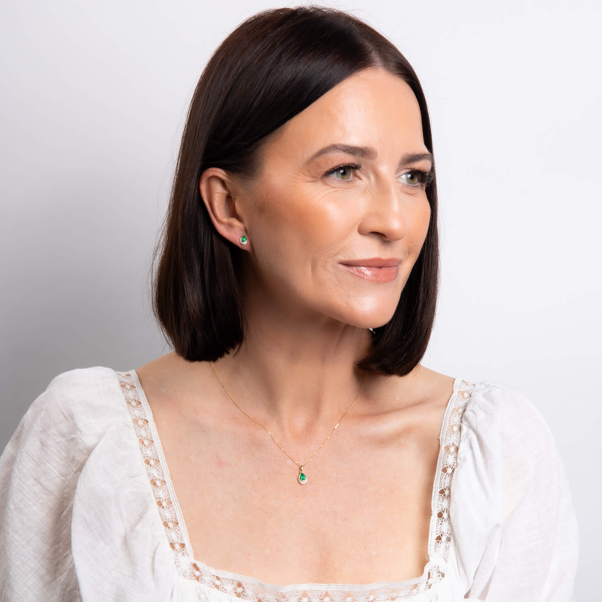 Teardrop Emerald and Diamond Pendant