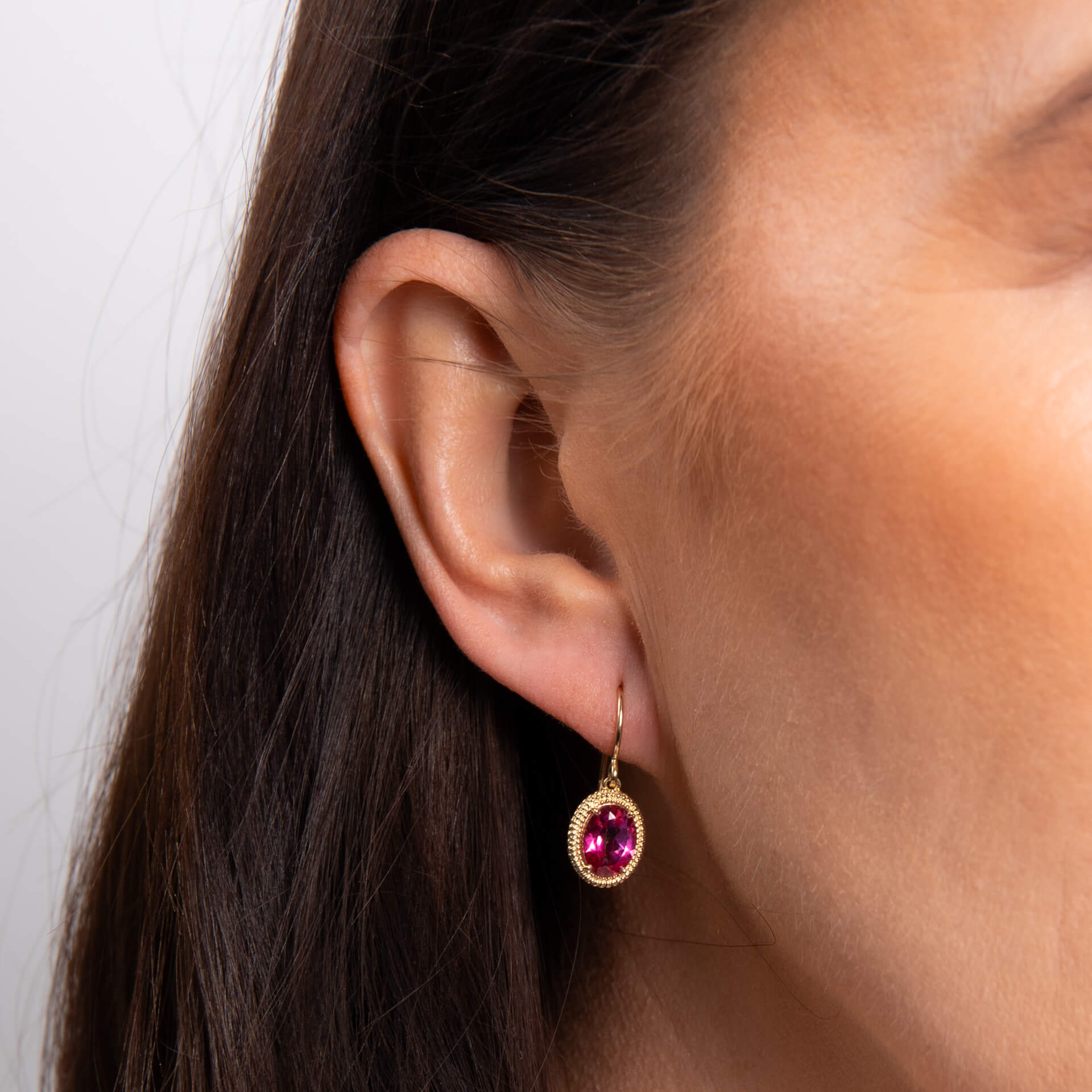Oval Cut Pink Topaz Drop Earrings