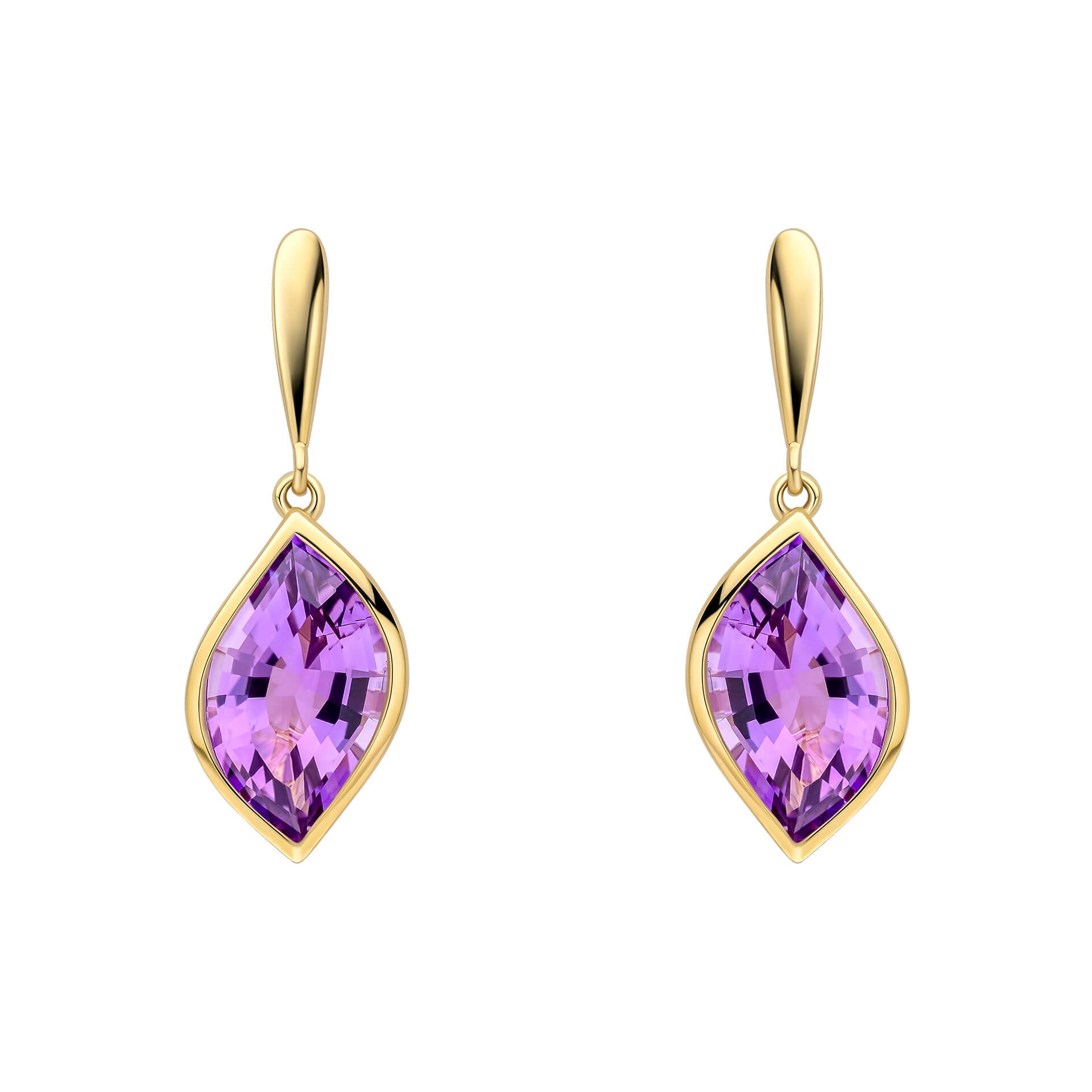Flame Cut Amethyst Drop Earrings