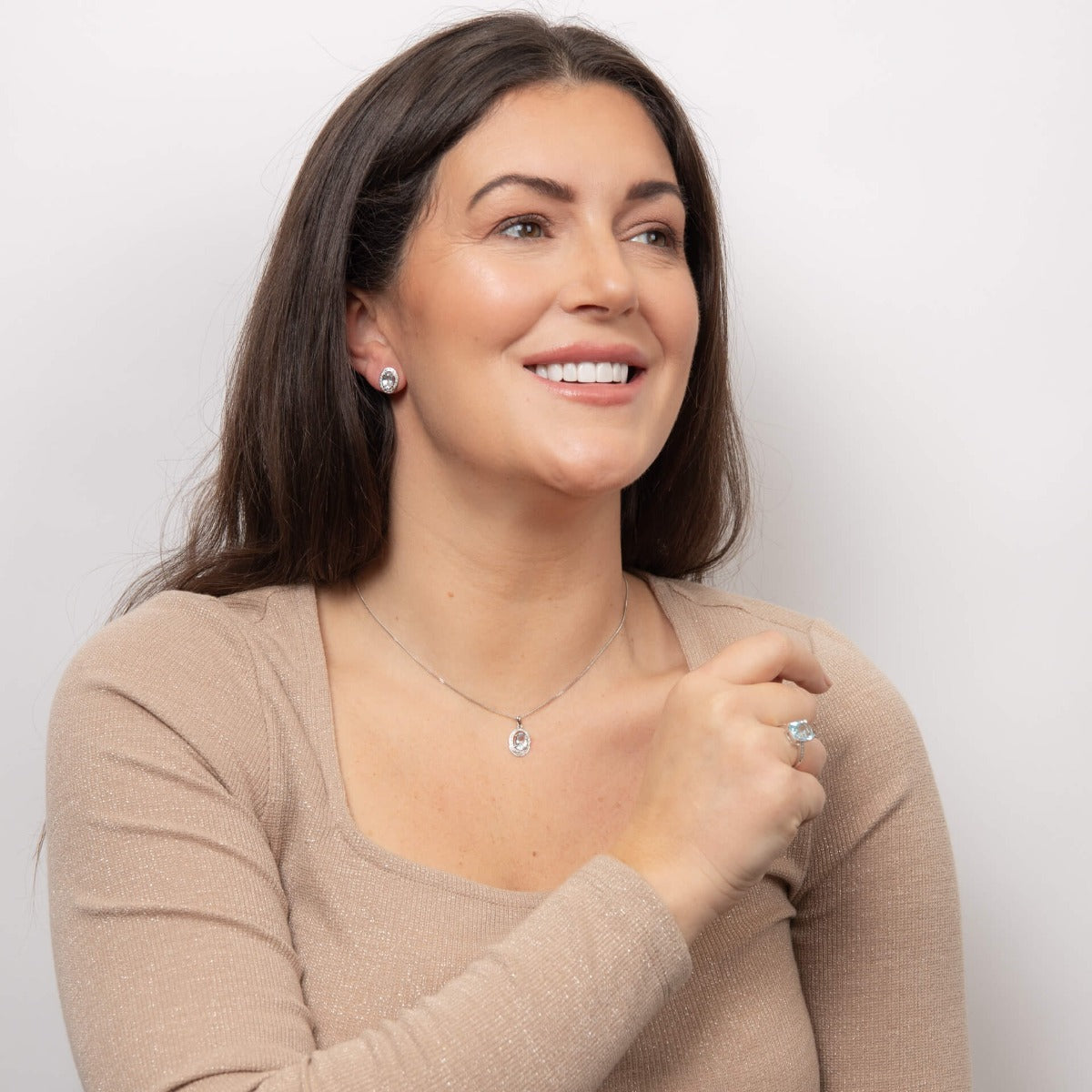 Semi-Precious Statement Ring with Diamond Shoulder