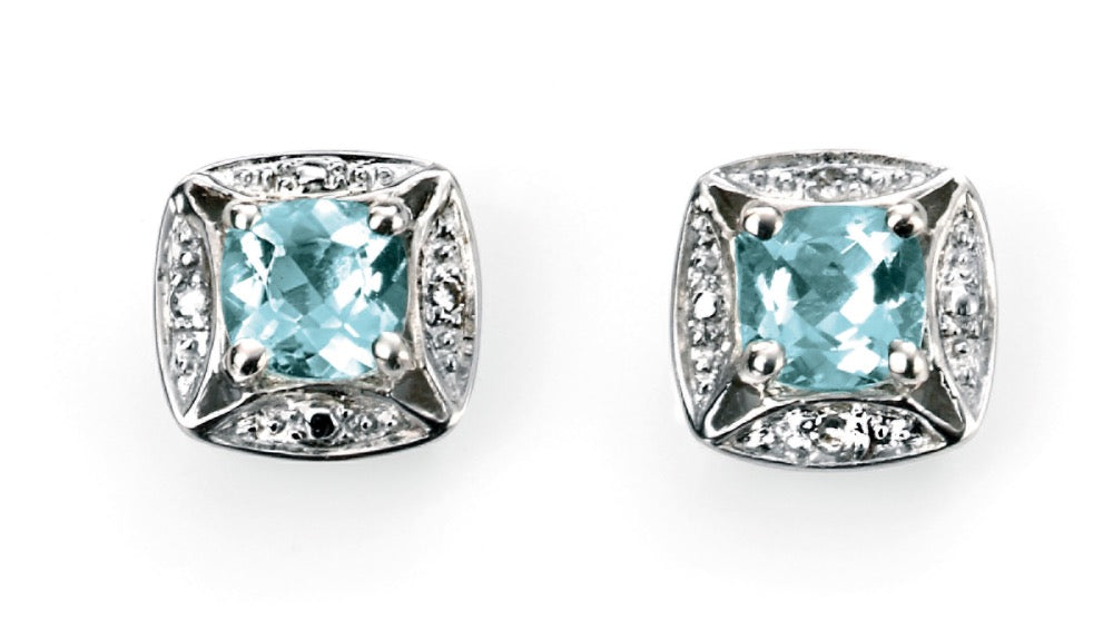 Semi-Precious Earrings with Diamond Surround