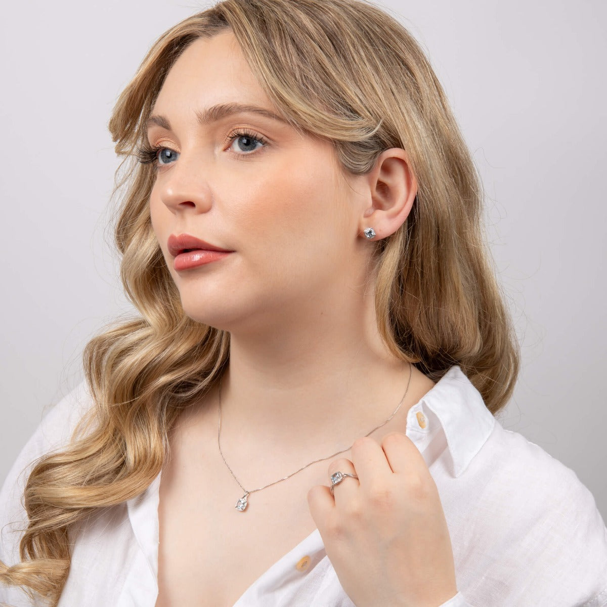 Semi-Precious Earrings with Diamond Surround