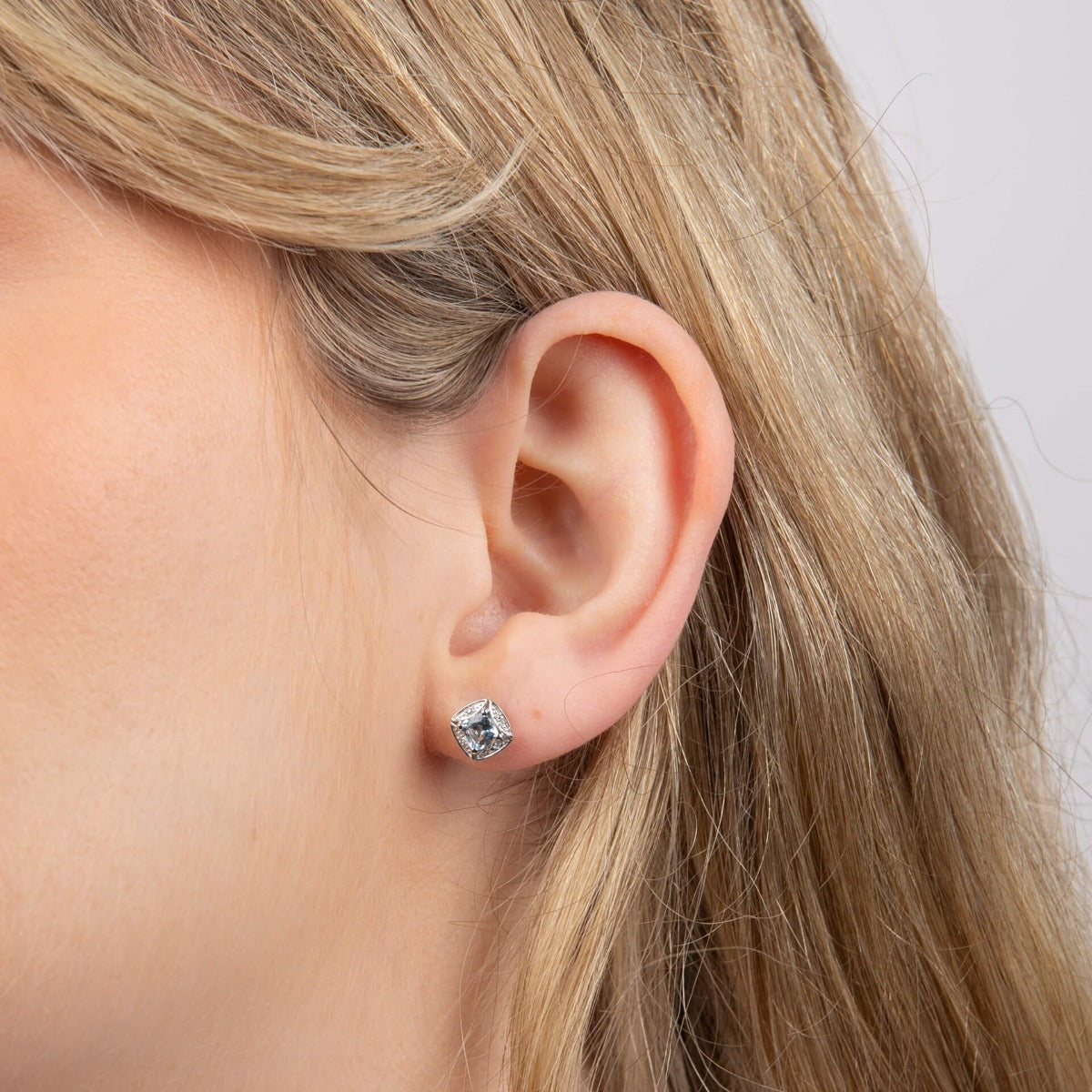 Semi-Precious Earrings with Diamond Surround