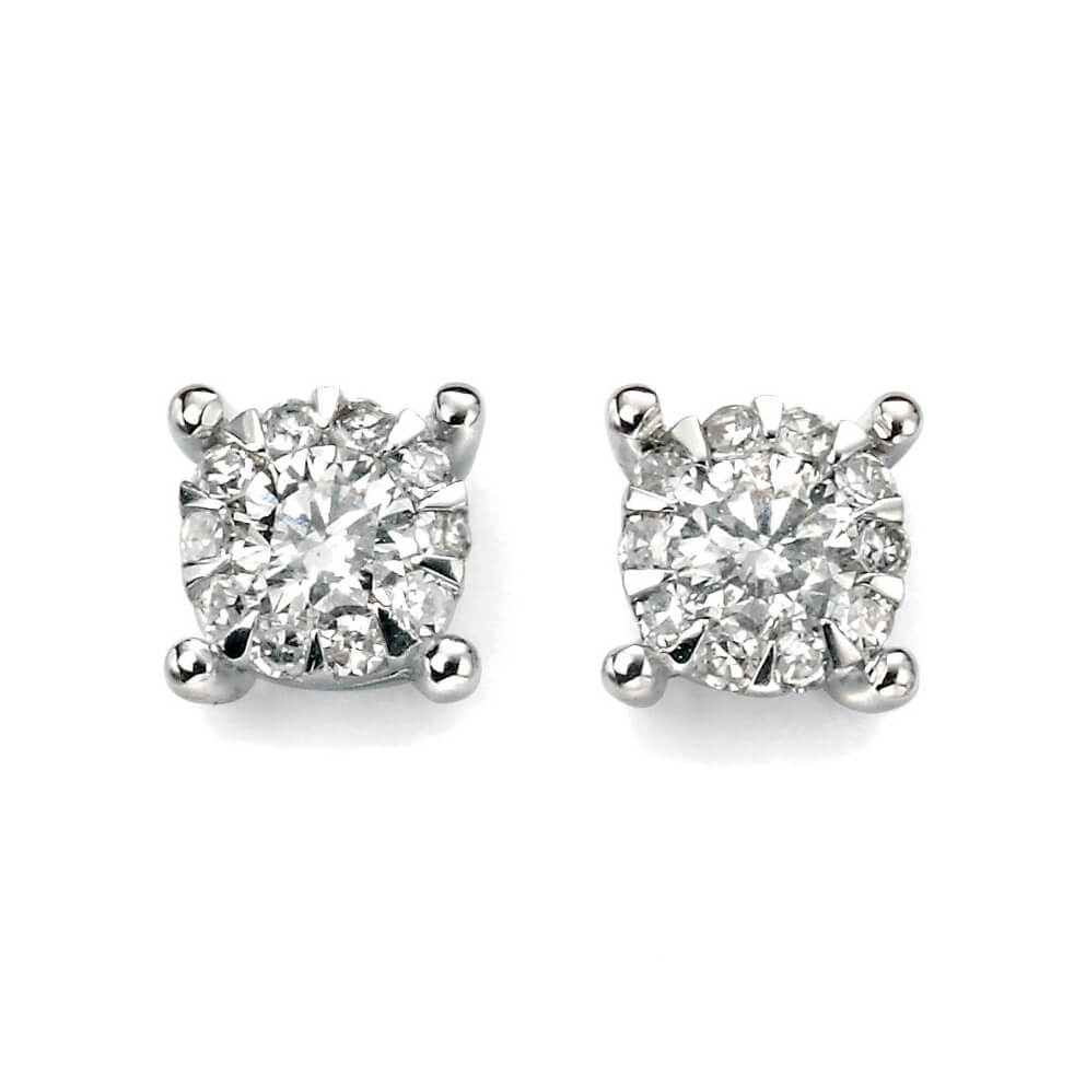 Diamond Cluster Stud Earrings
