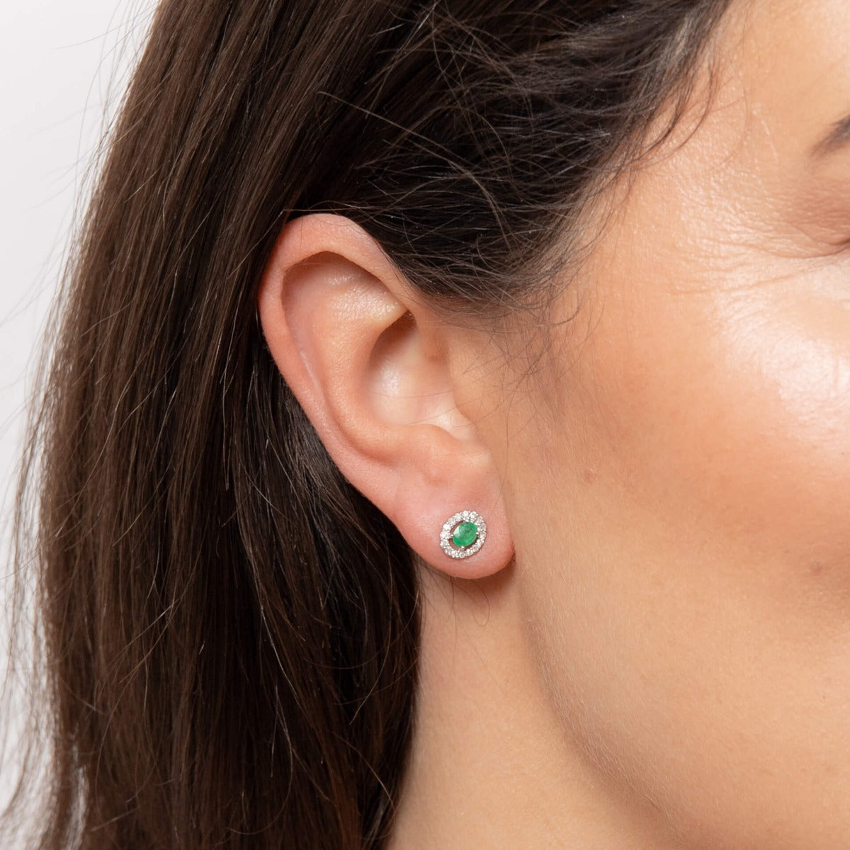 Precious Stone Earrings with Diamond Cluster Surround