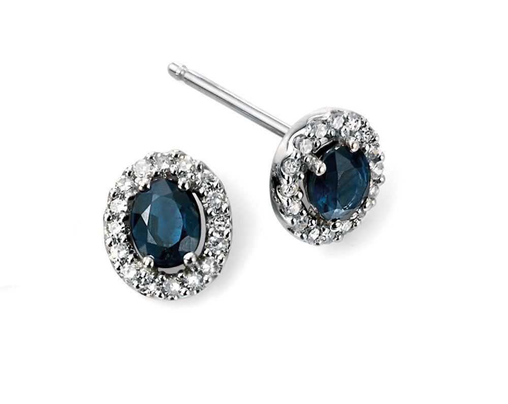 Precious Stone Earrings with Diamond Cluster Surround