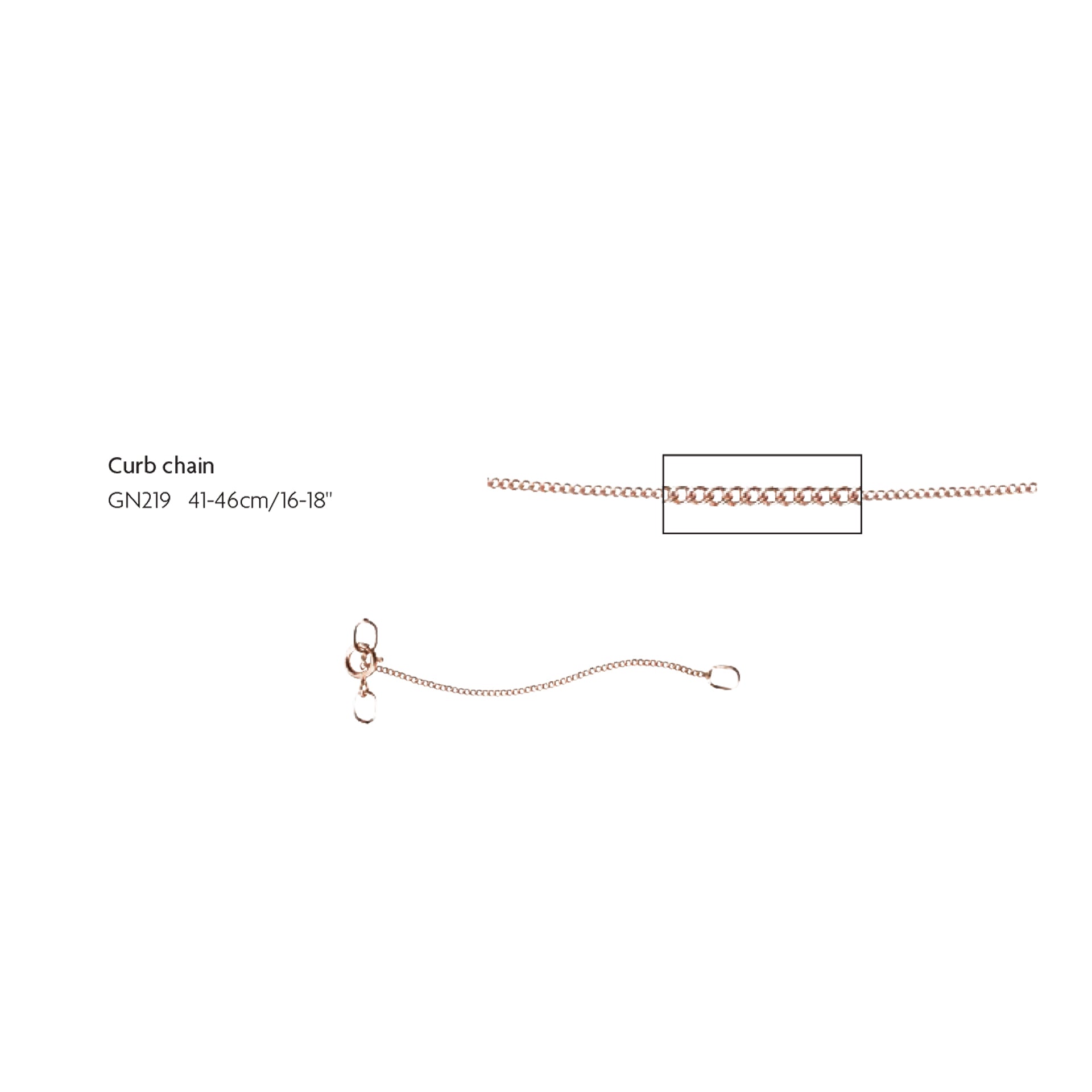 0.8mm Diamond Cut Curb Chain 41cm-46cm