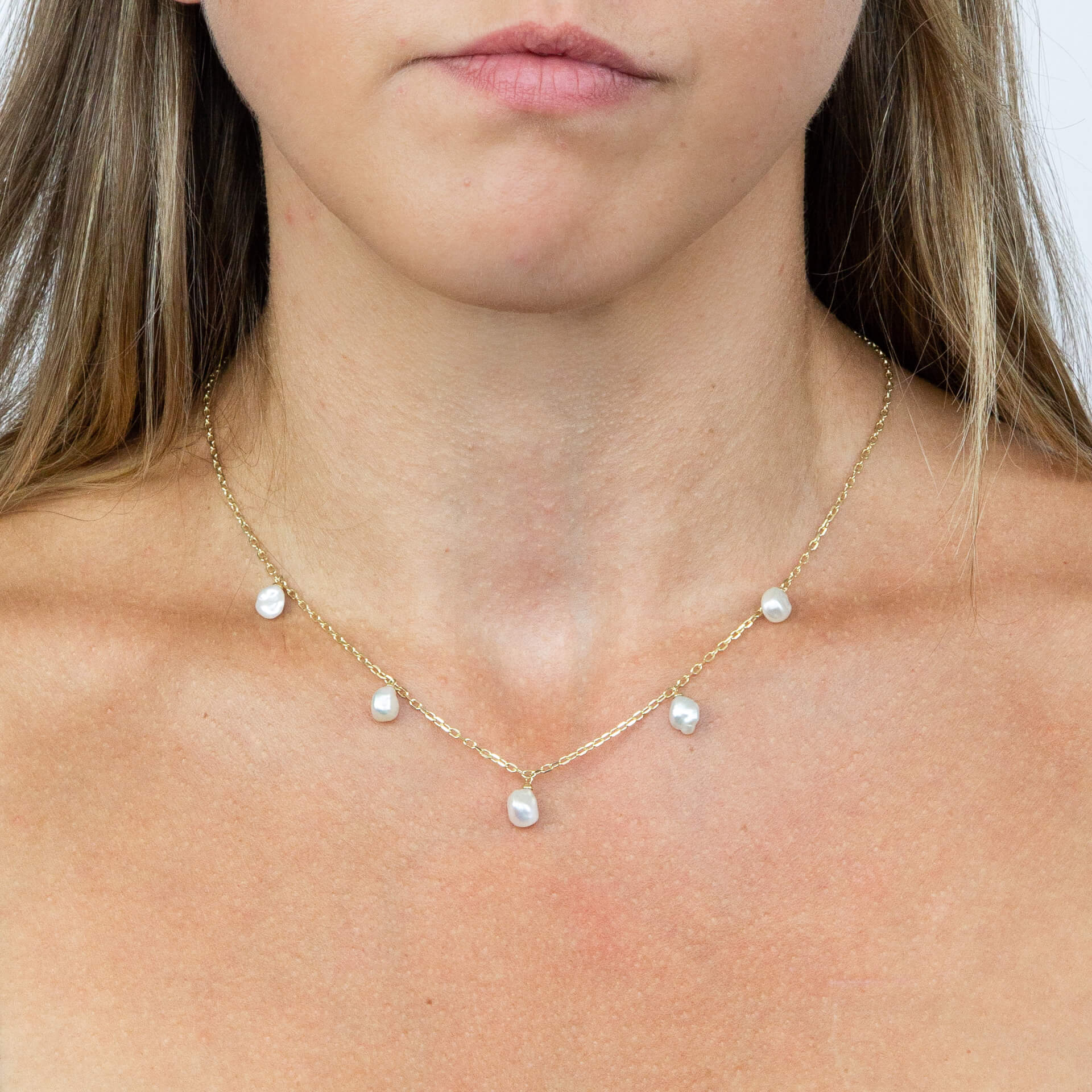 Keshi Pearl Charm Necklace