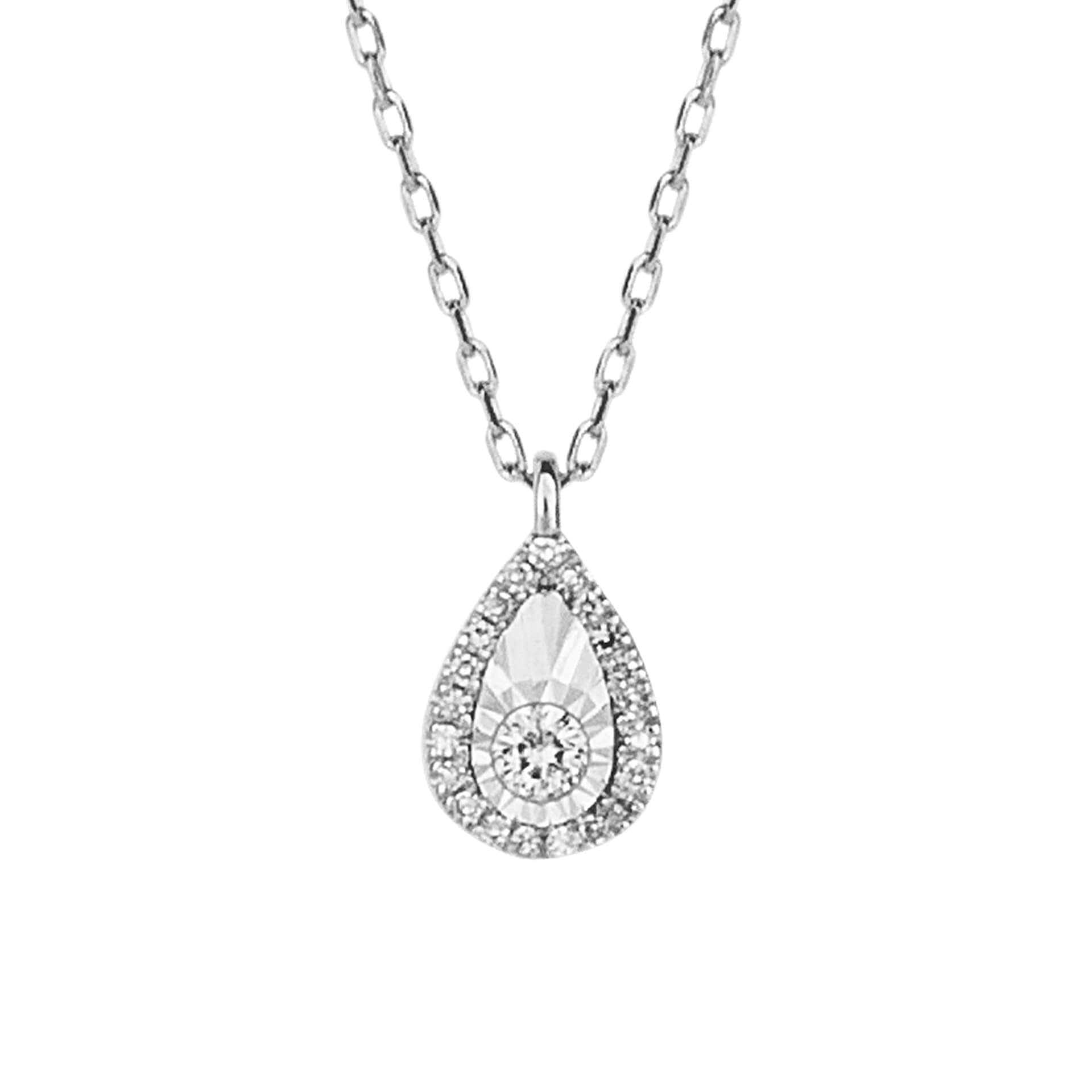 Diamond Cut Teardrop Necklace with Diamond