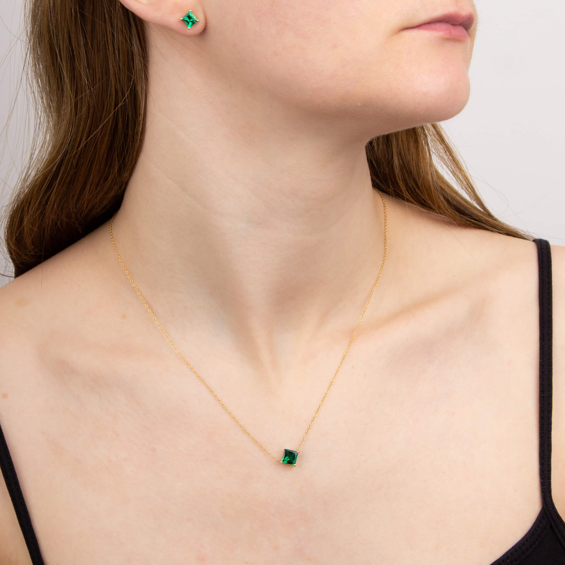 Princess Cut Necklace with Lab Created Precious Stones