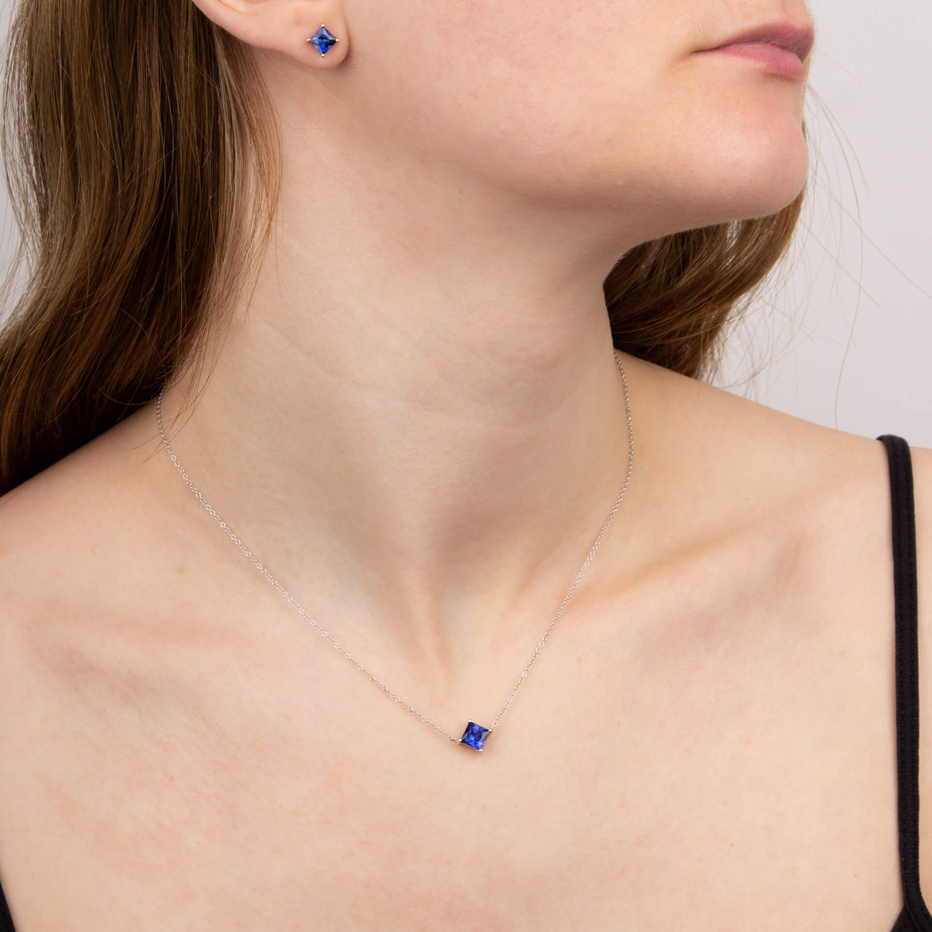 Princess Cut Necklace with Lab Created Precious Stones