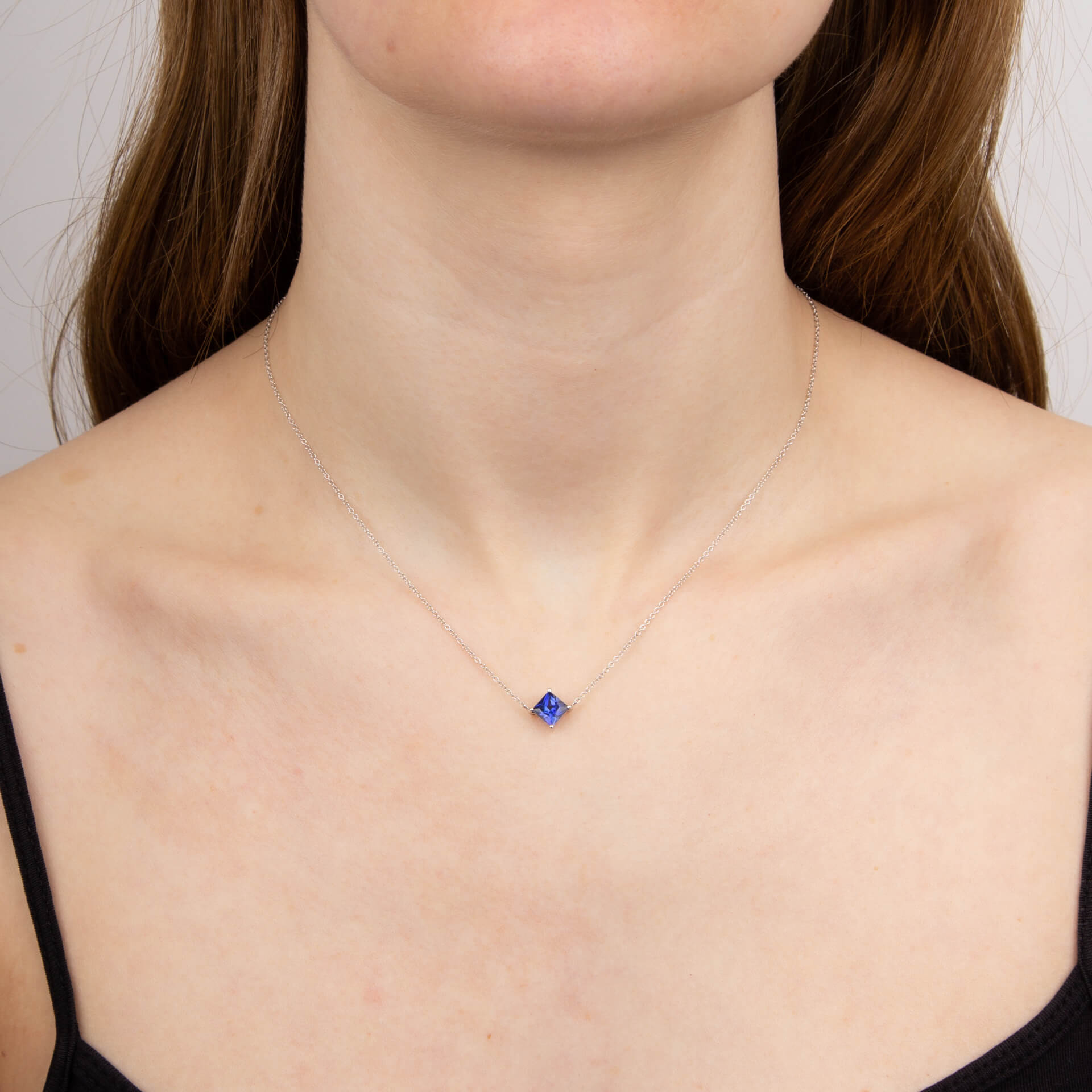 Princess Cut Necklace with Lab Created Precious Stones