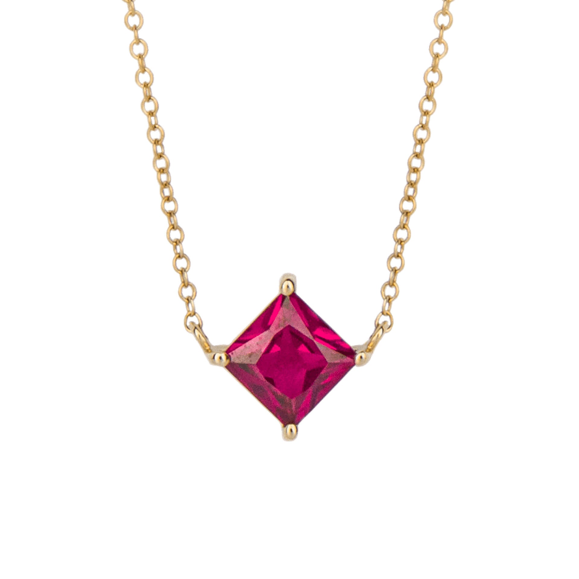 Princess Cut Necklace with Lab Created Precious Stones