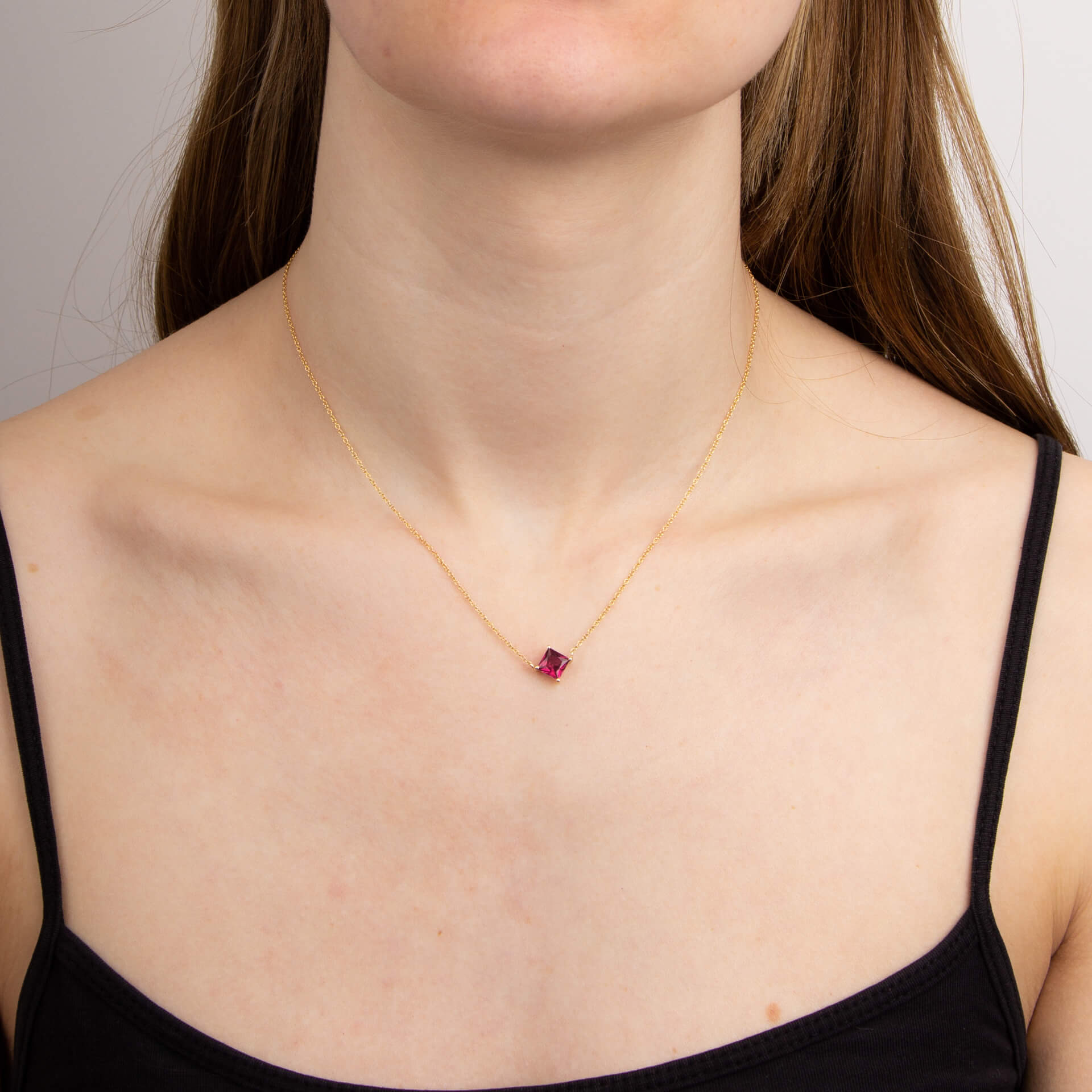 Princess Cut Necklace with Lab Created Precious Stones