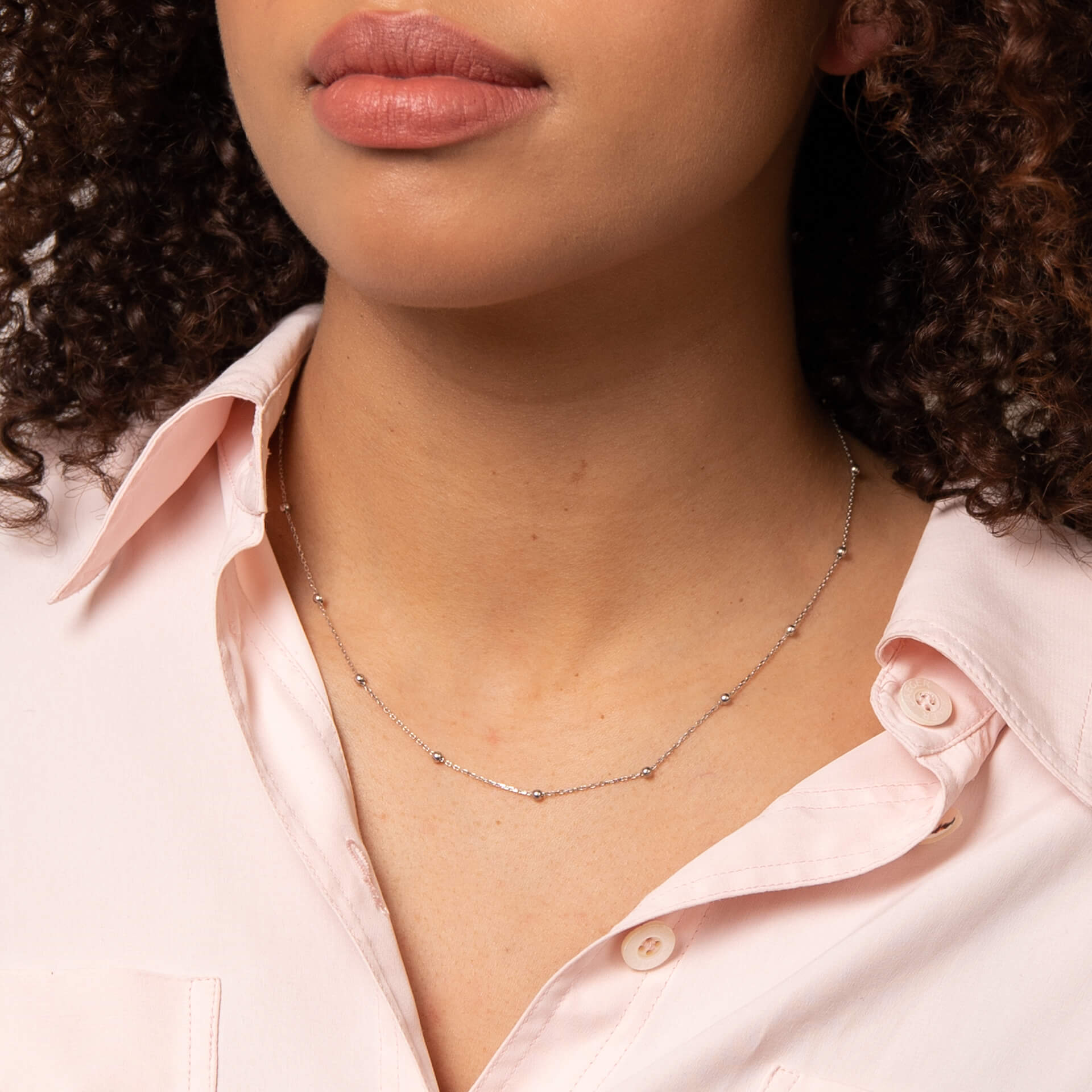 Fine Ball Station Chain Necklace