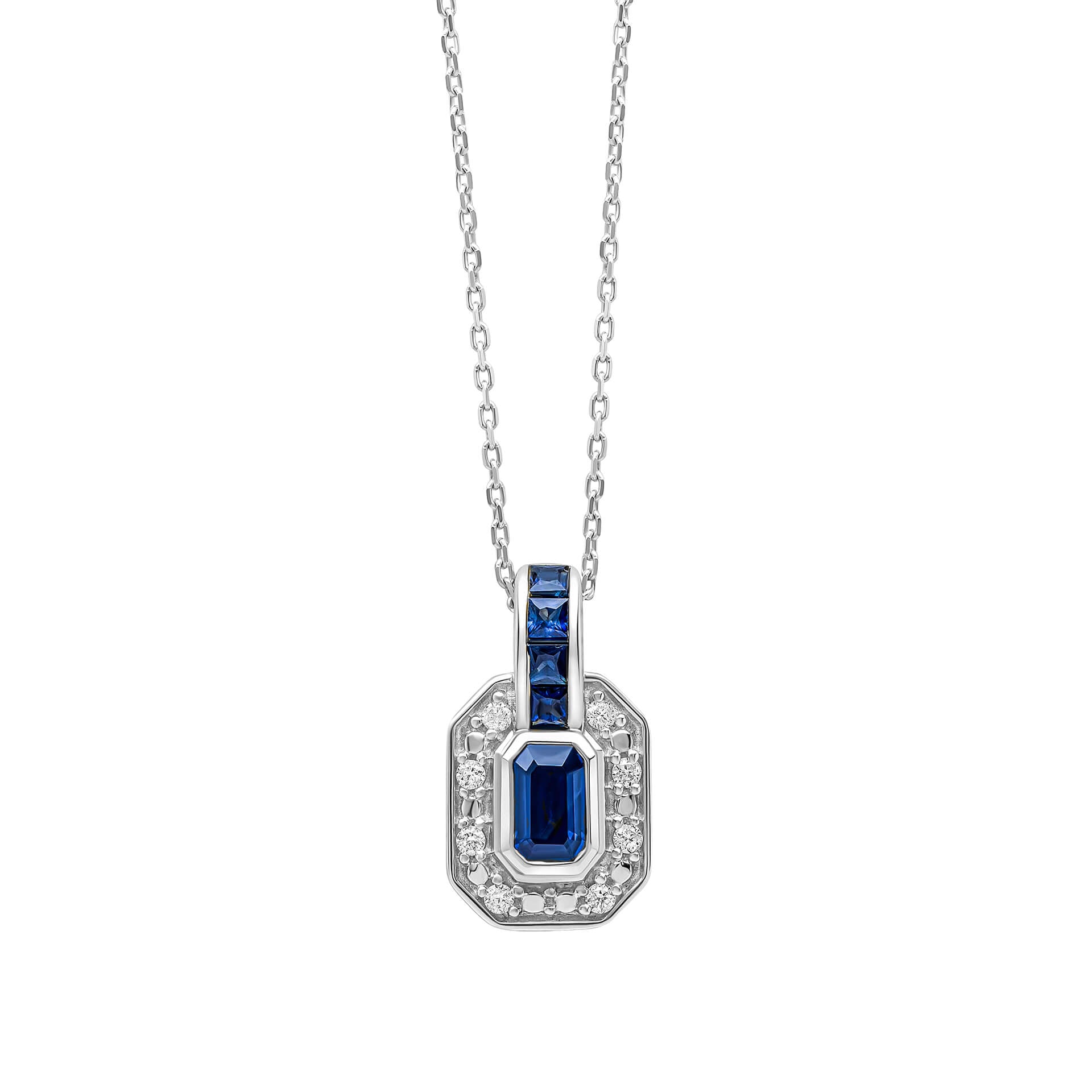 Sapphire Channel and Diamond Necklace