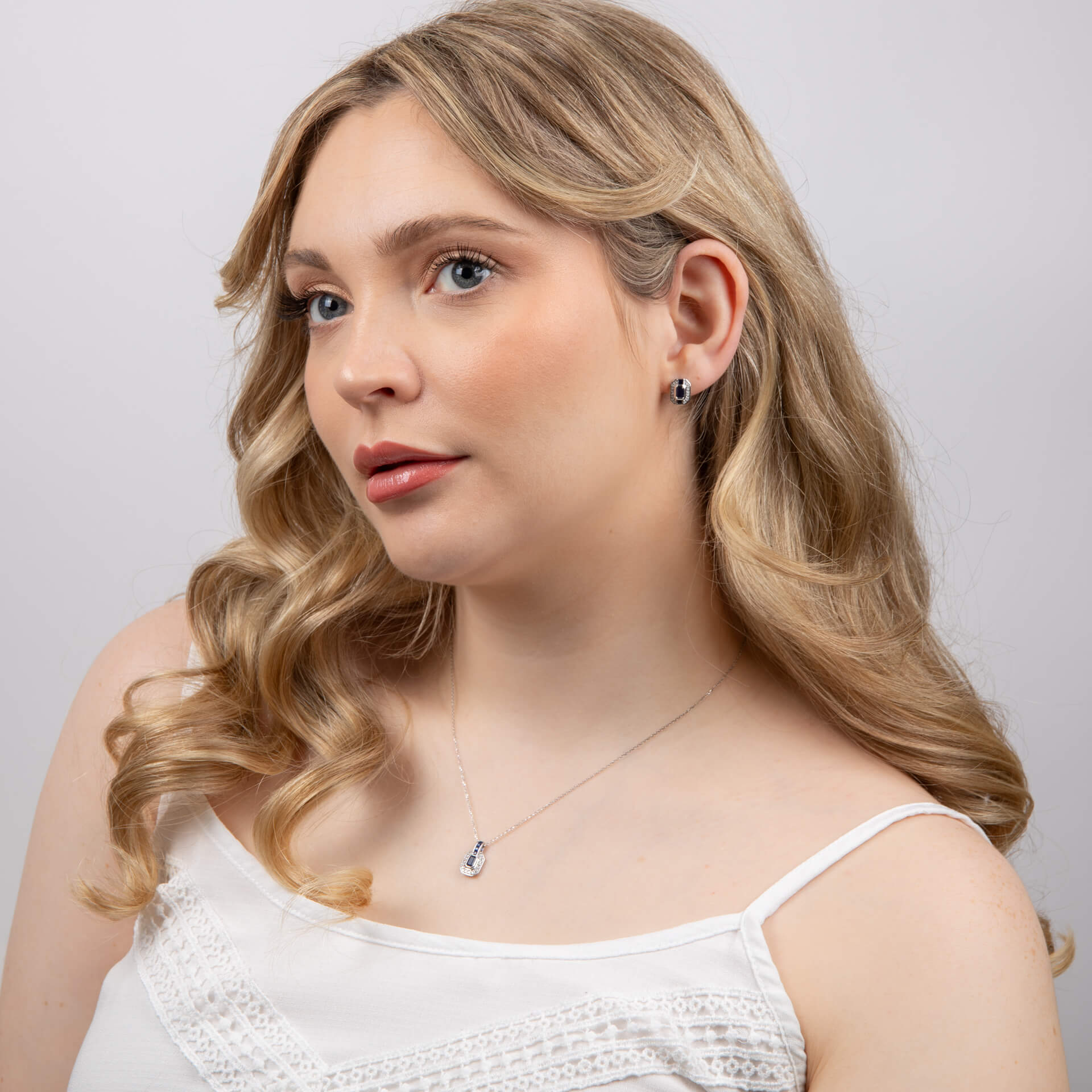 Sapphire Channel and Diamond Necklace